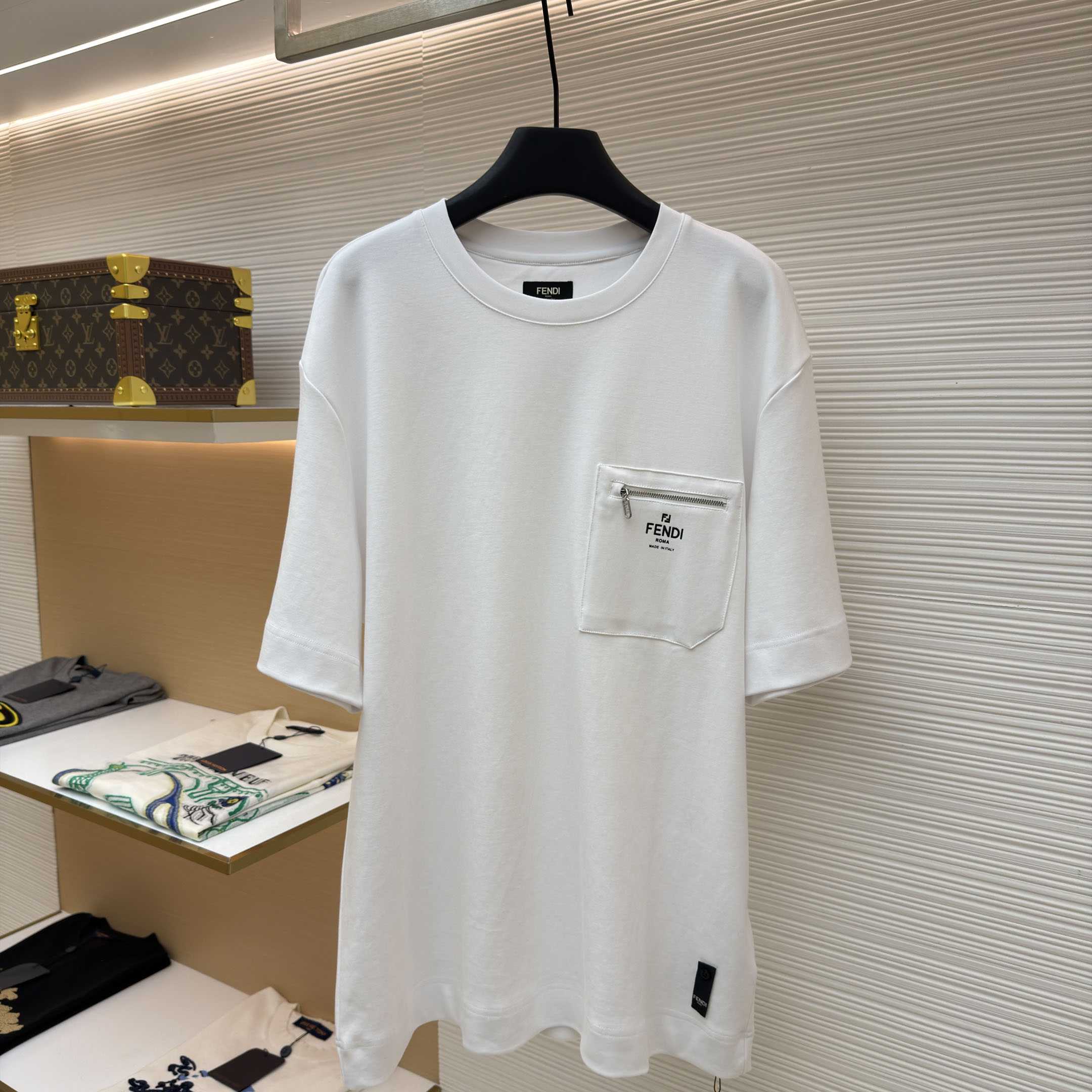 Fendi White Cotton T-shirt - DesignerGu
