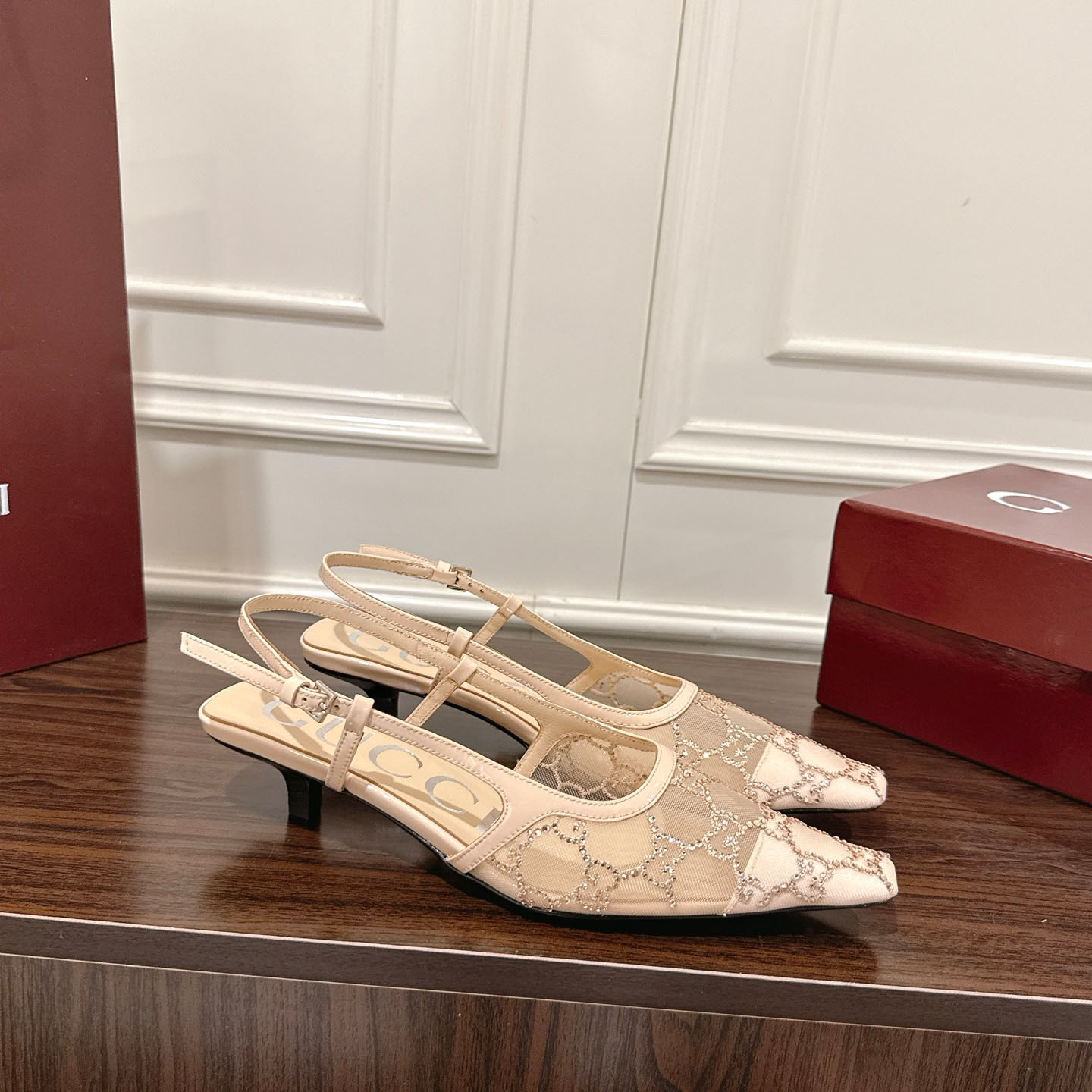 Gucci Women's GG Crystal Slingback Pump - DesignerGu