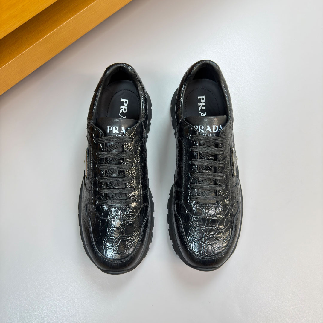 Prada Prax 01 Crocodile Leather Sneakers - DesignerGu