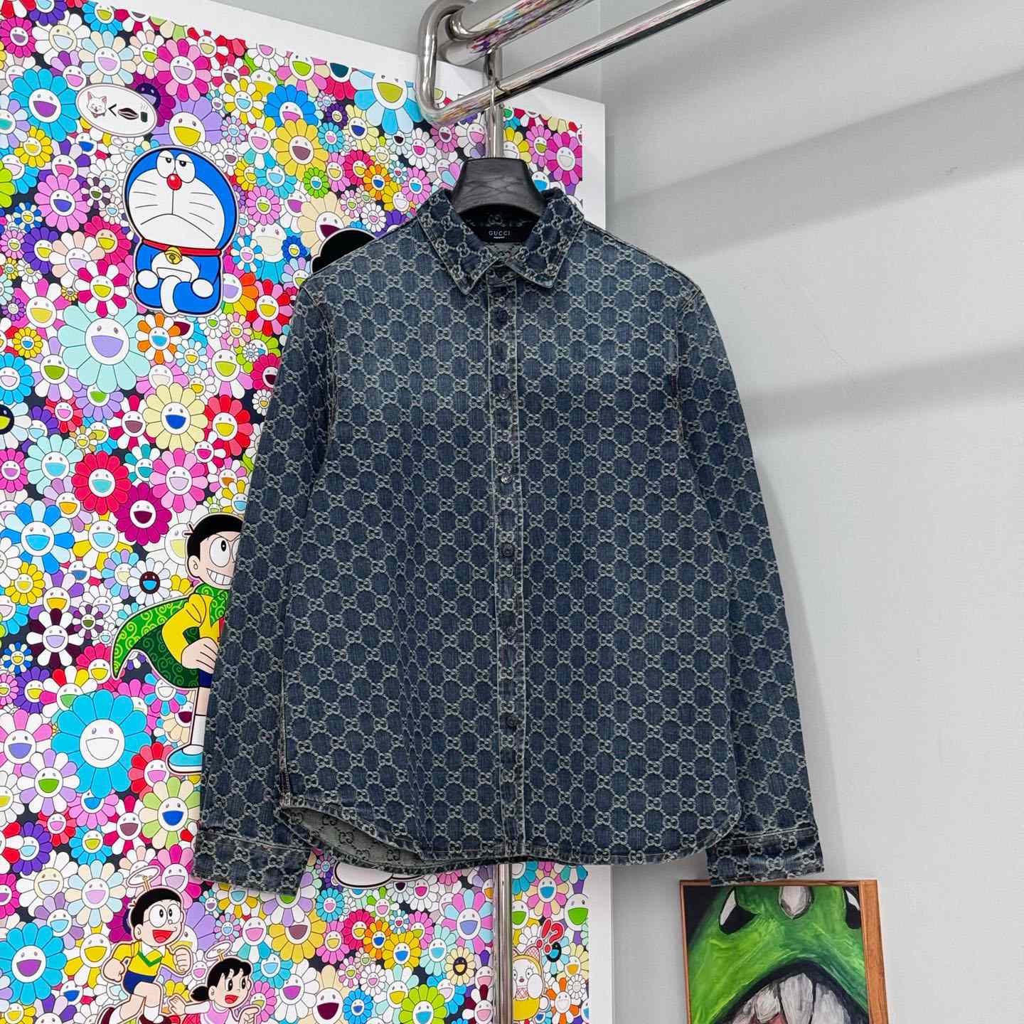 Gucci GG Cotton Denim Jacquard Shirt - DesignerGu