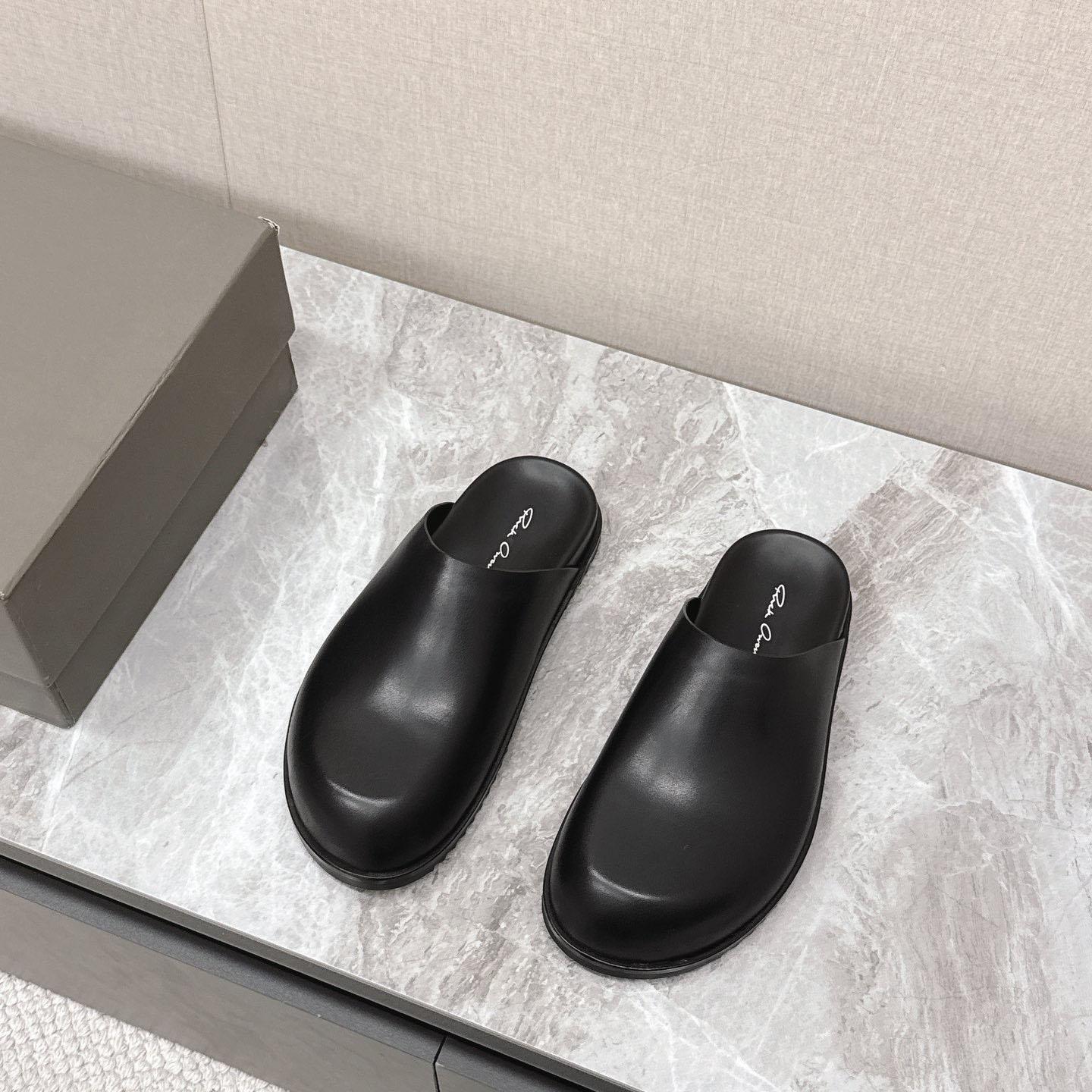 Rick Owens Porterville Granola Leather Mules - DesignerGu