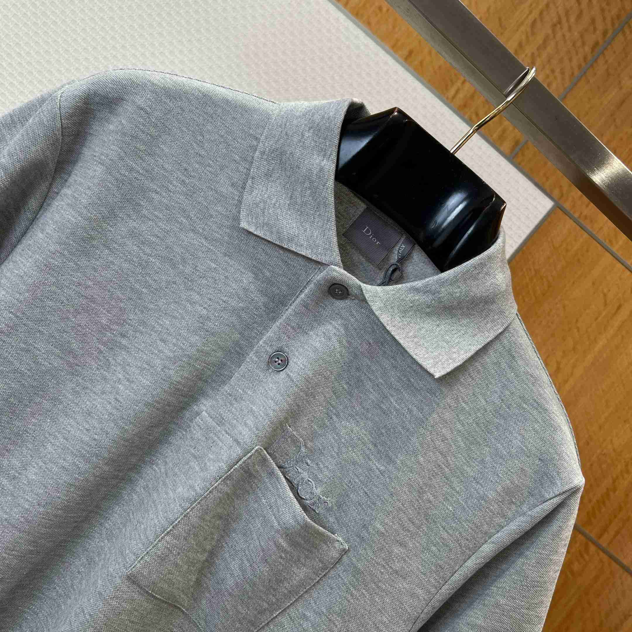 Dior Polo Shirt Gray Cotton Piqué - DesignerGu