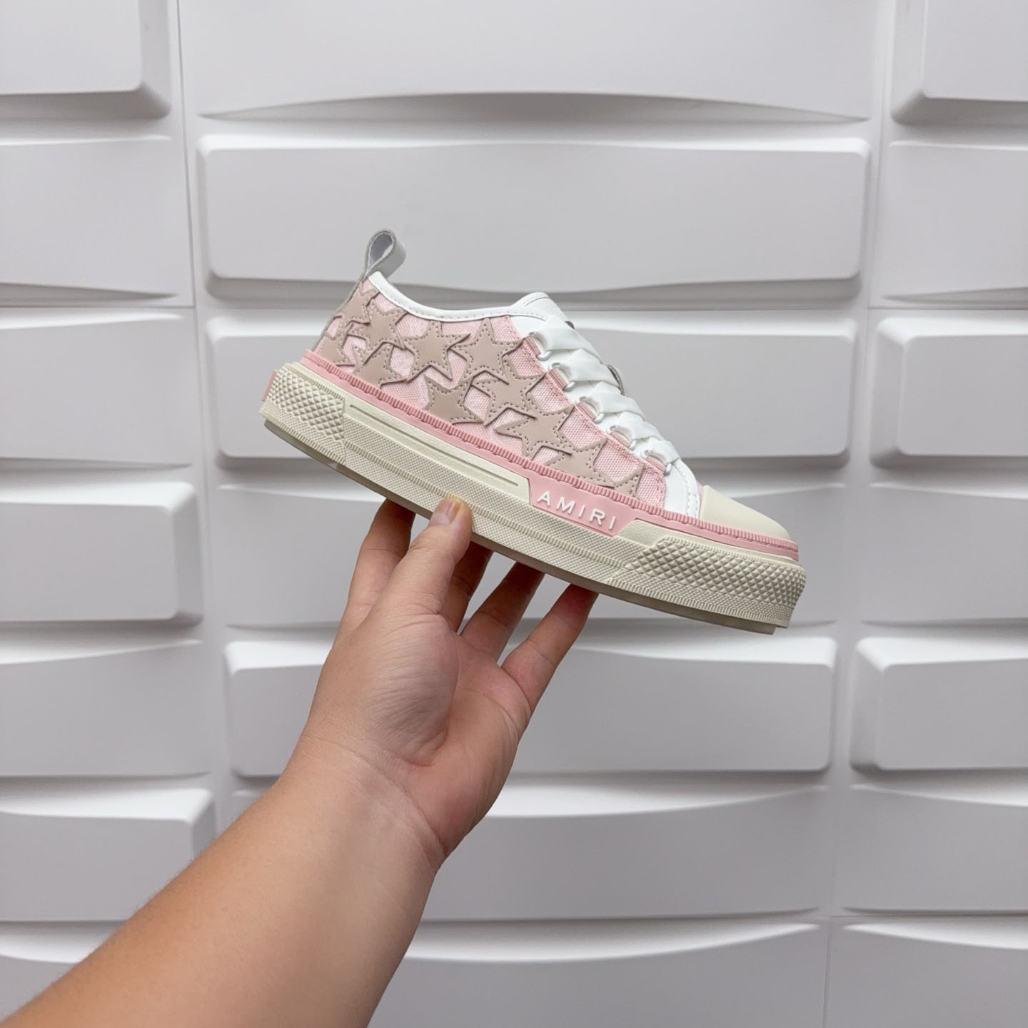 Amiri Stars Low-Top Canvas Platform Sneakers - DesignerGu