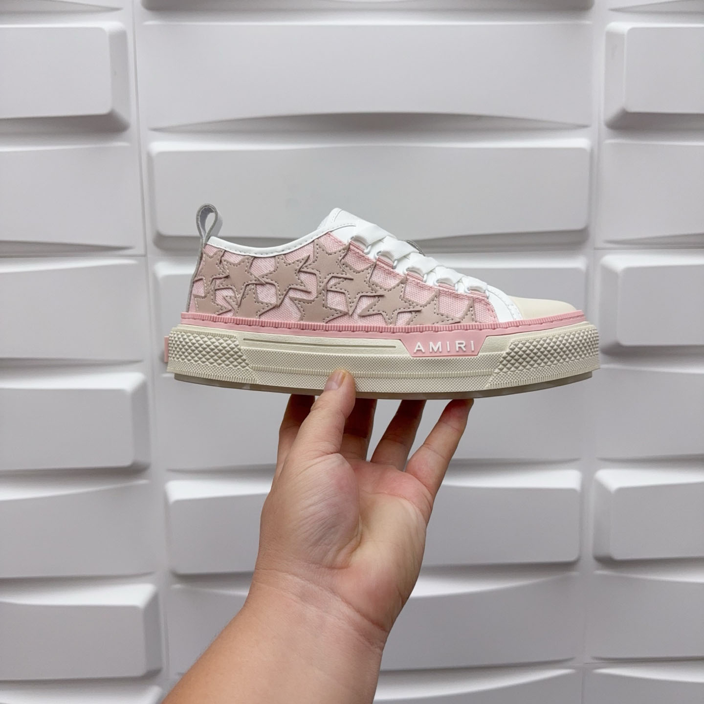 Amiri Stars Low-Top Canvas Platform Sneakers - DesignerGu