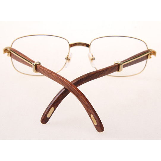 Cartier CT 7381148 Wood Eyeglasses In Gold - DesignerGu