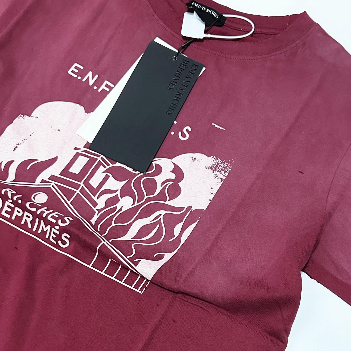 Enfants Riches Déprimés Burning Church T-Shirt 'Dark Scarlet' - DesignerGu