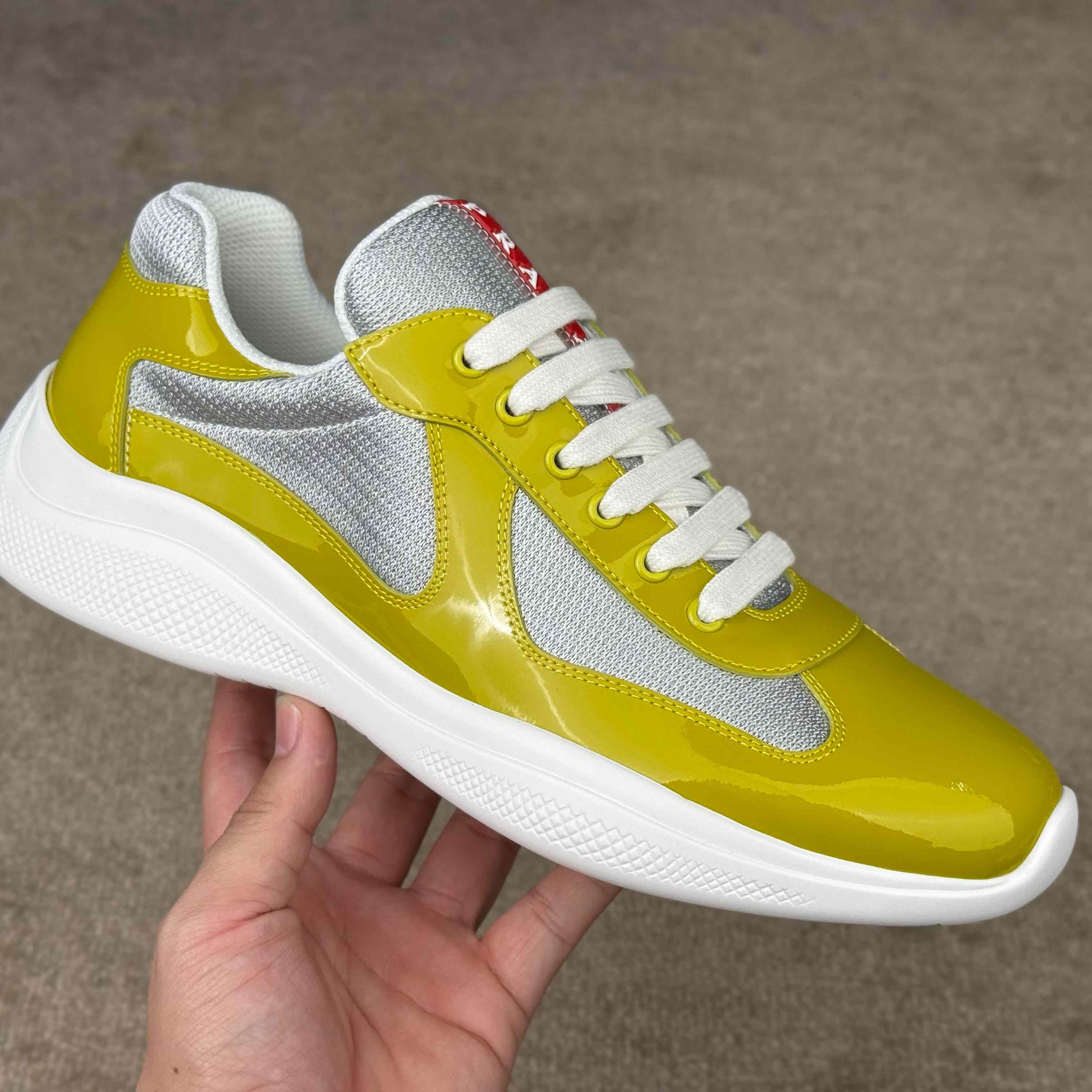 Patent Leather And Technical Fabric Prada America's Cup Sneakers - DesignerGu