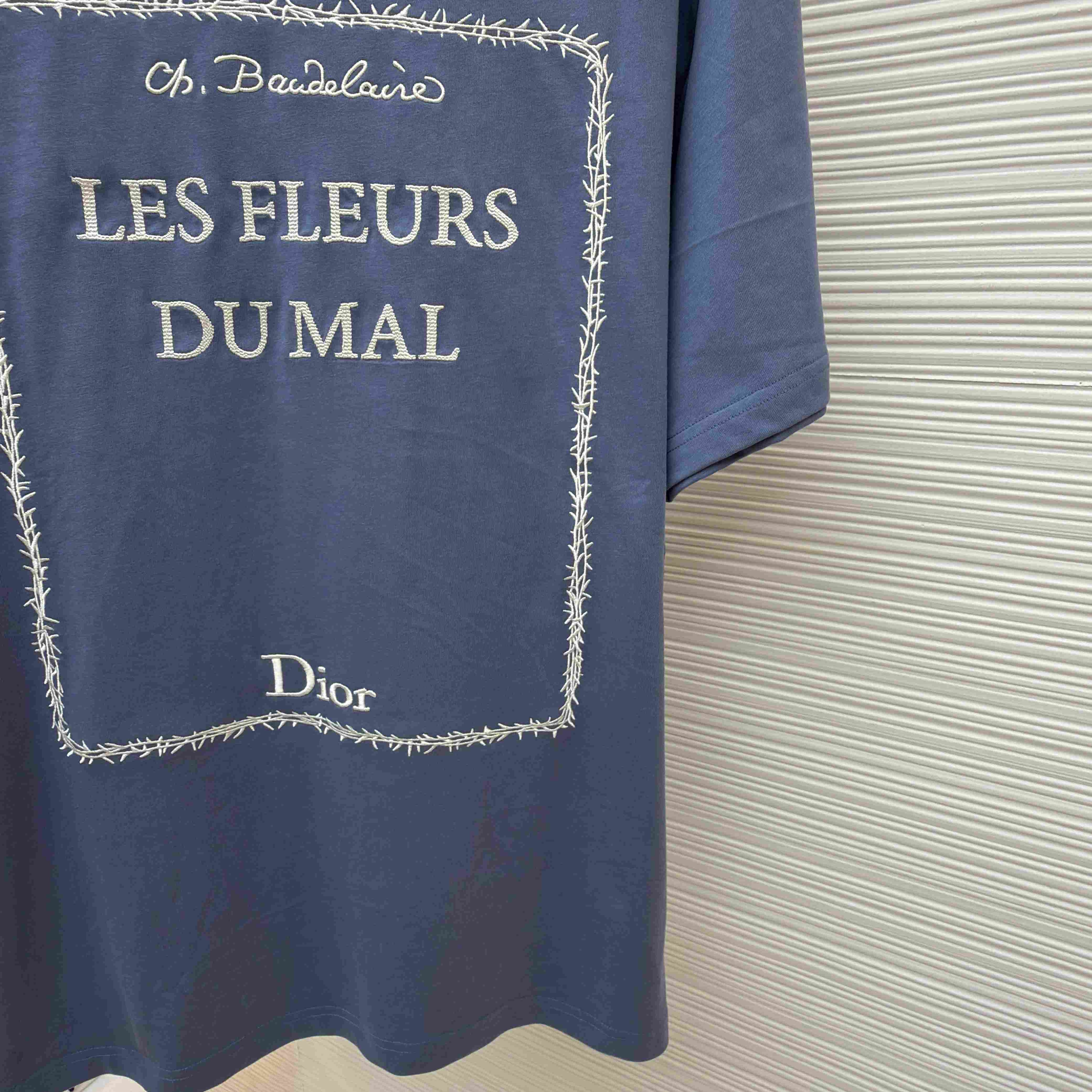 Dior T-Shirt With Book Cover Embroidery, Relaxed Fit - DesignerGu