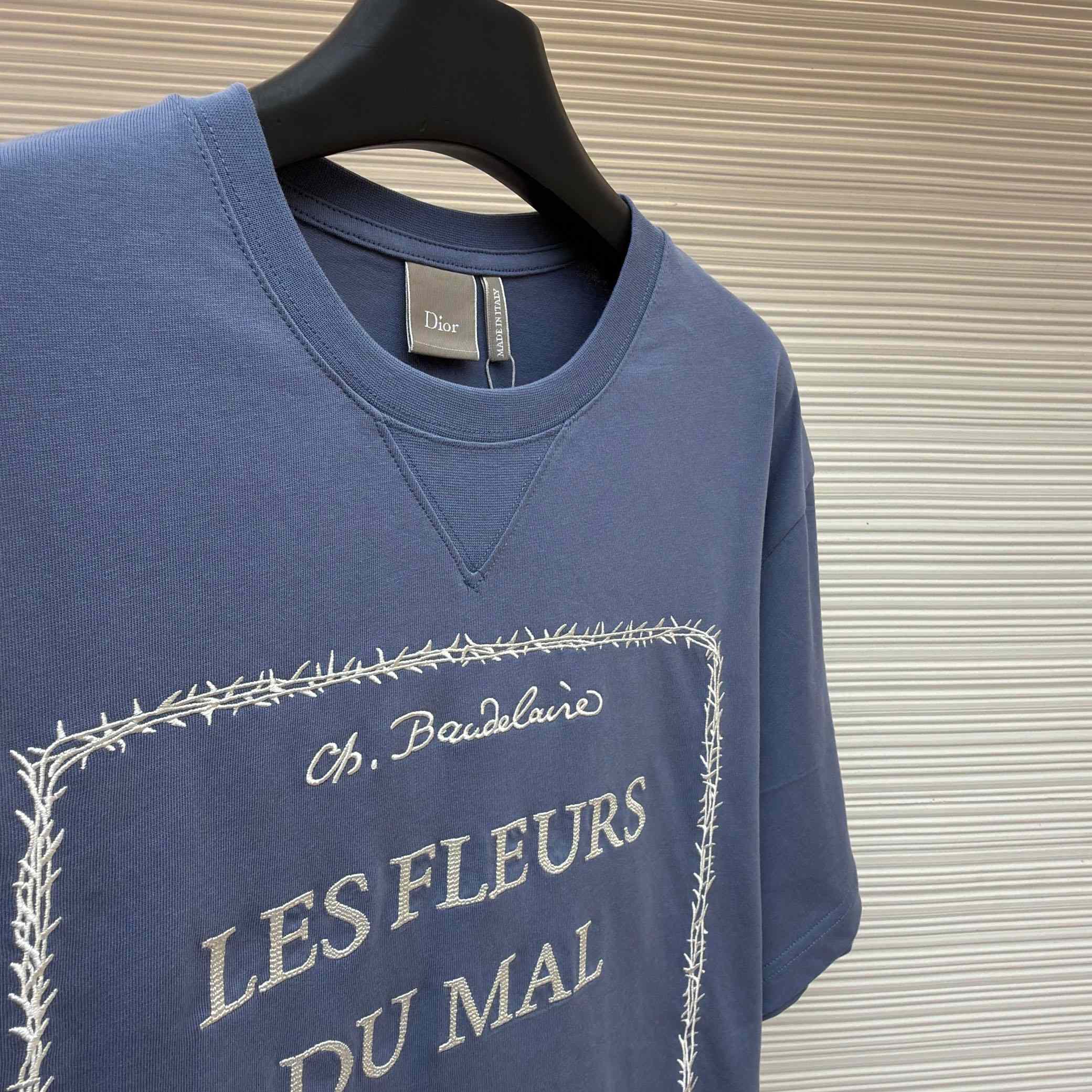 Dior T-Shirt With Book Cover Embroidery, Relaxed Fit - DesignerGu