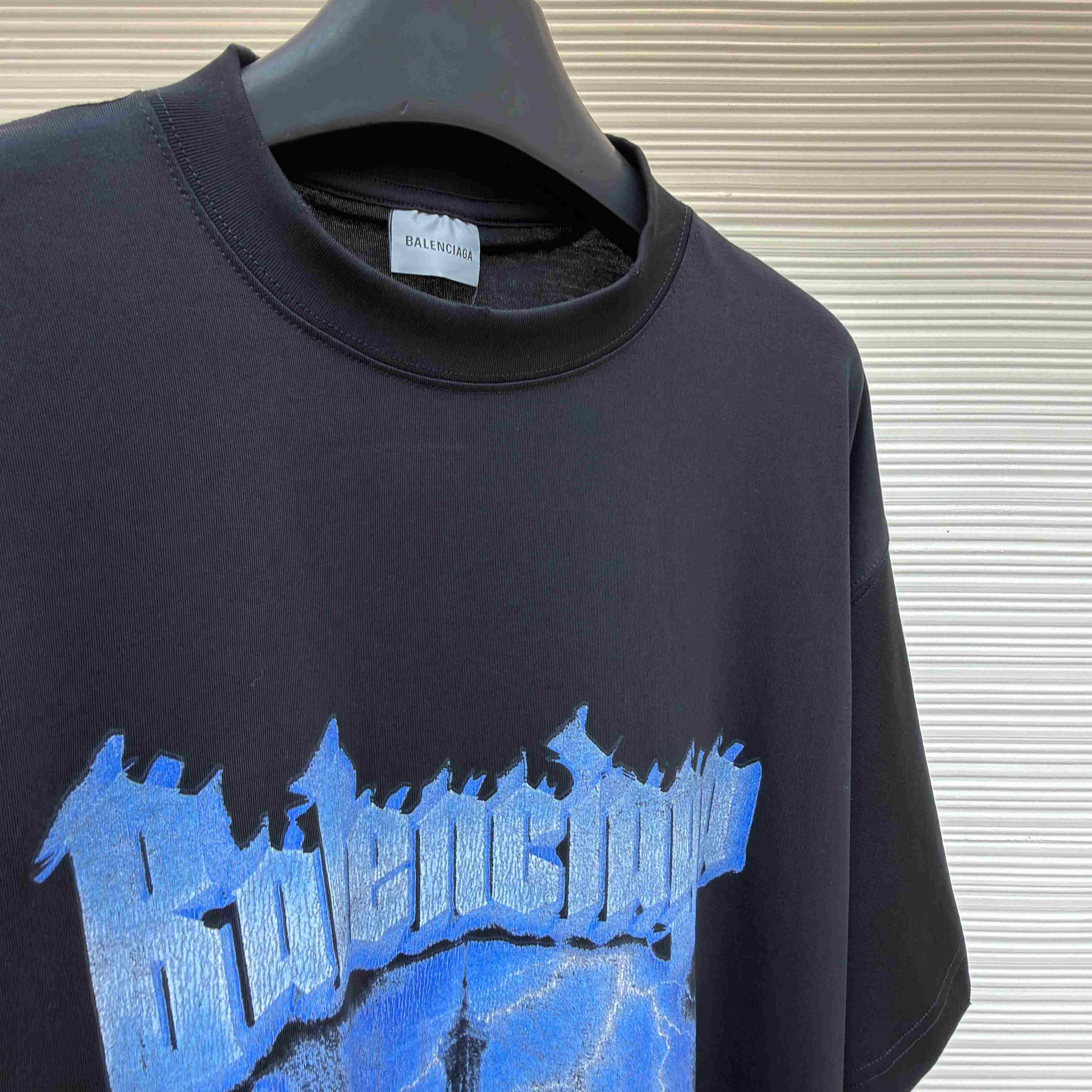 Balenciaga Paris Thunderstorm Oversized T-shirt In Black - DesignerGu