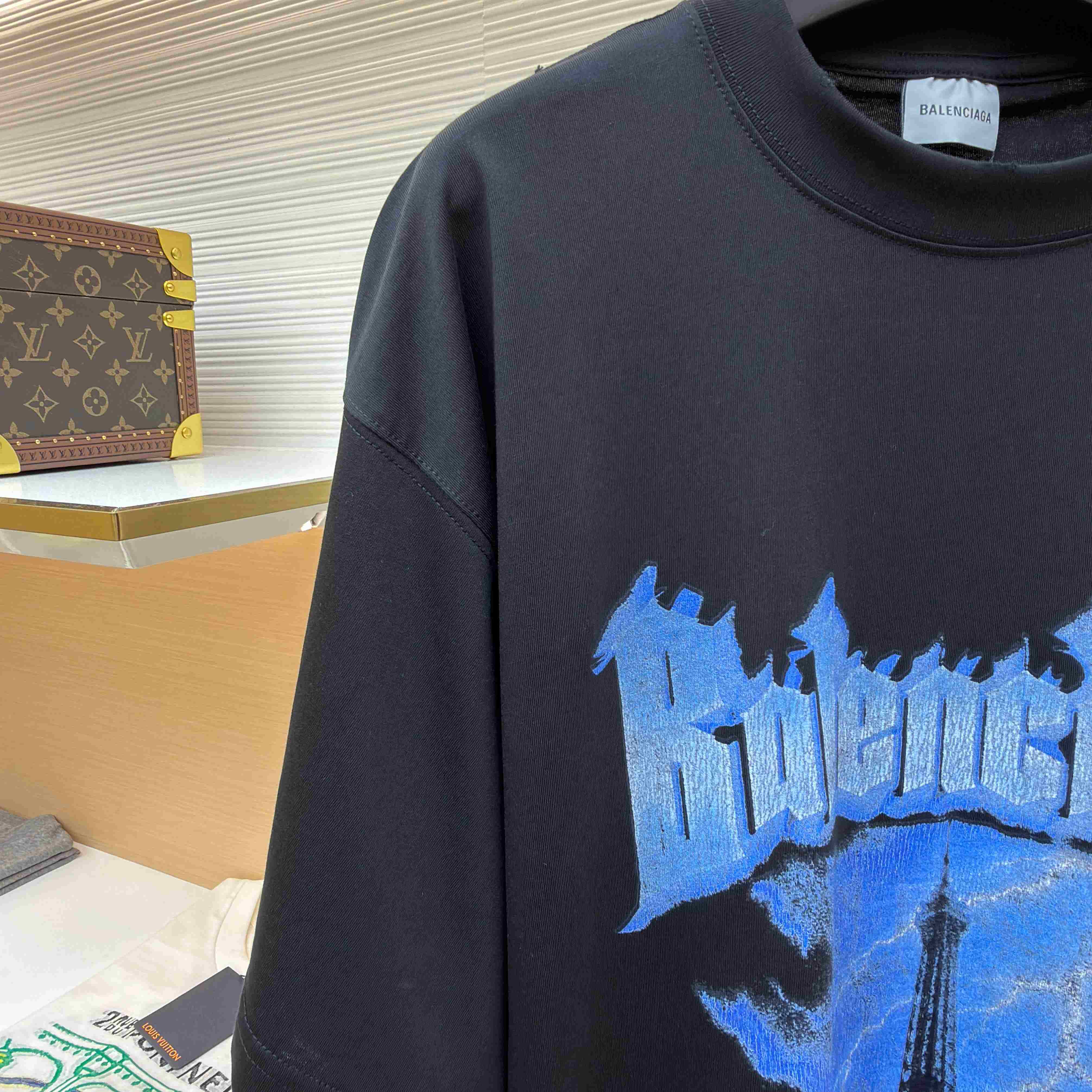Balenciaga Paris Thunderstorm Oversized T-shirt In Black - DesignerGu