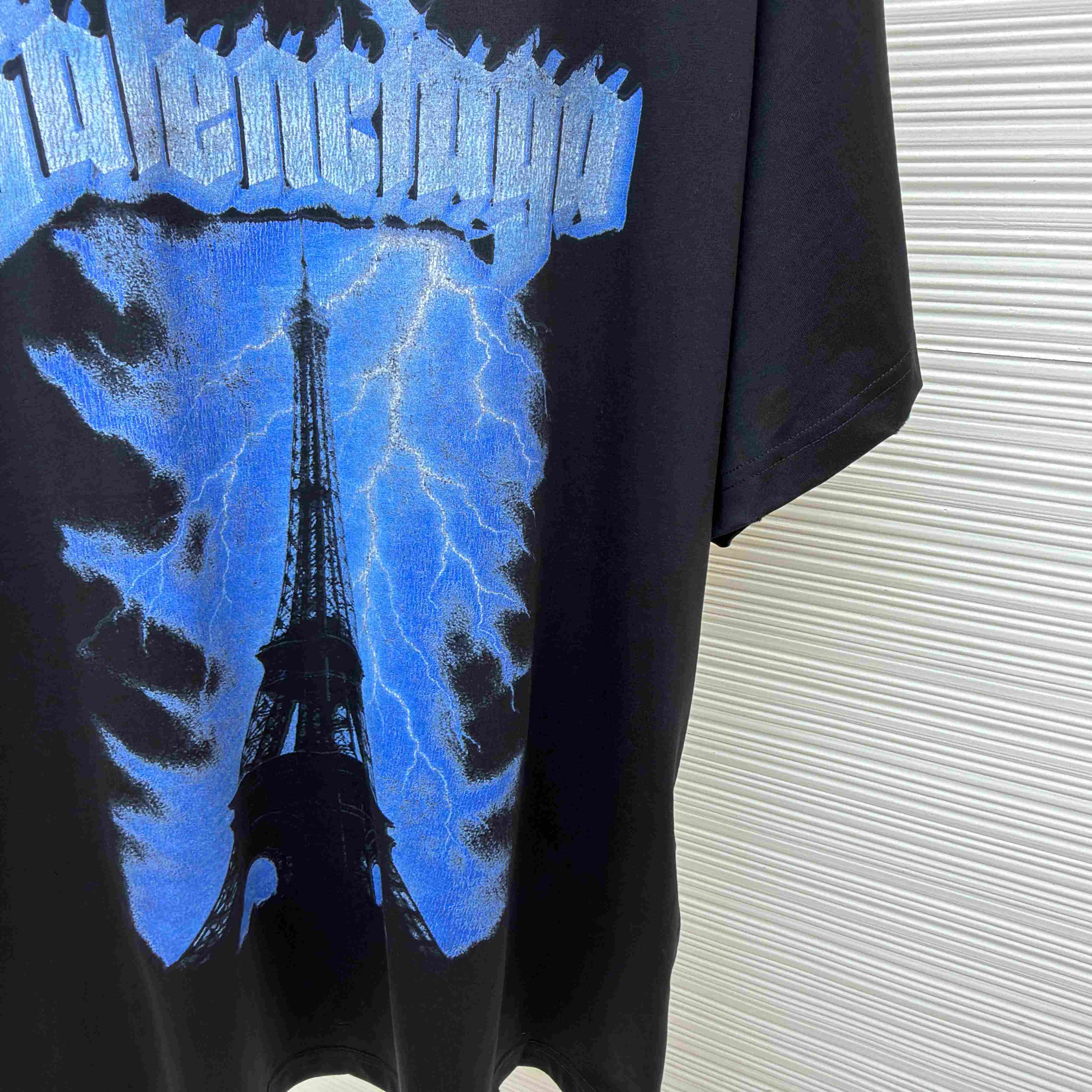 Balenciaga Paris Thunderstorm Oversized T-shirt In Black - DesignerGu