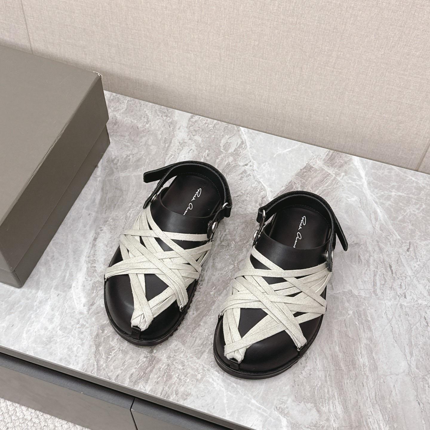 Rick Owens Leather Lace-up Cross-strap Loafers - DesignerGu