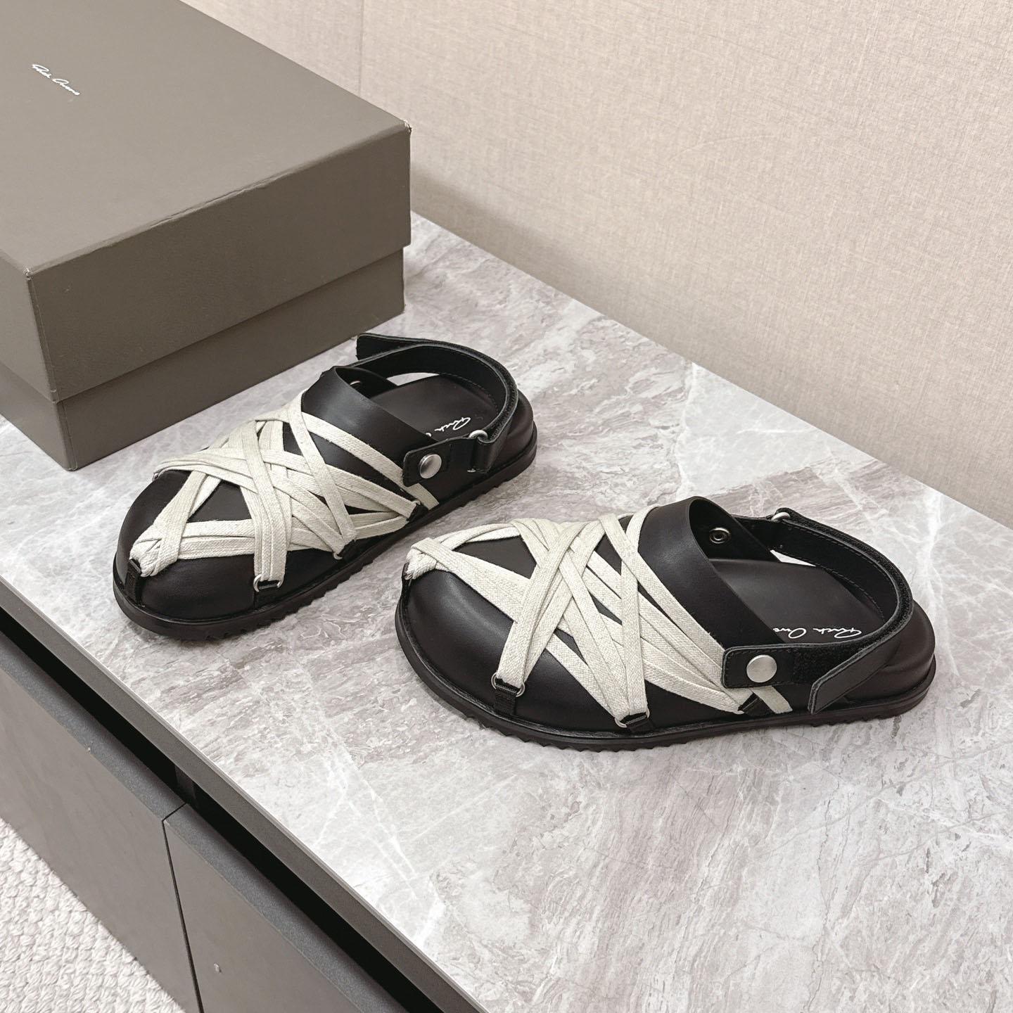 Rick Owens Leather Lace-up Cross-strap Loafers - DesignerGu