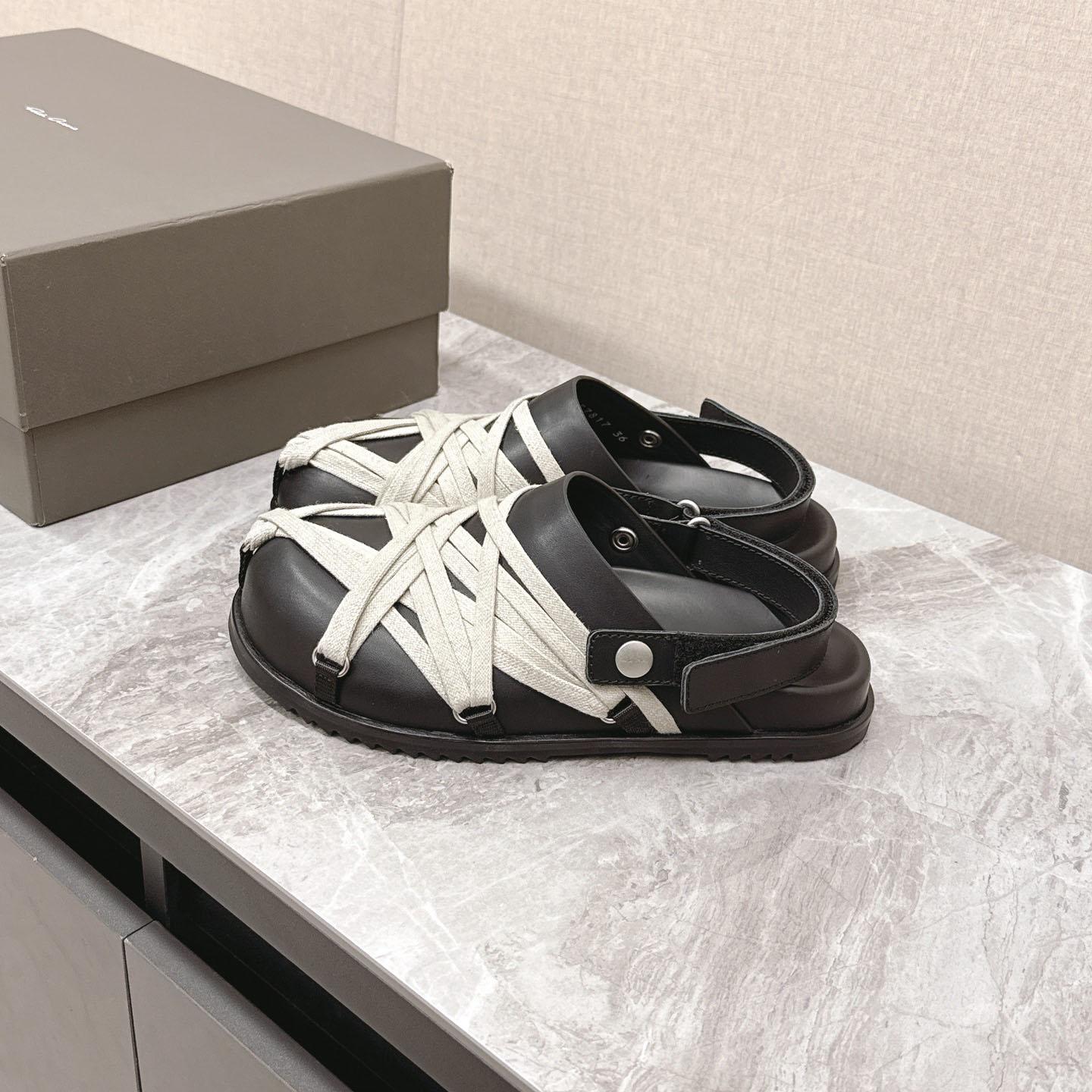 Rick Owens Leather Lace-up Cross-strap Loafers - DesignerGu