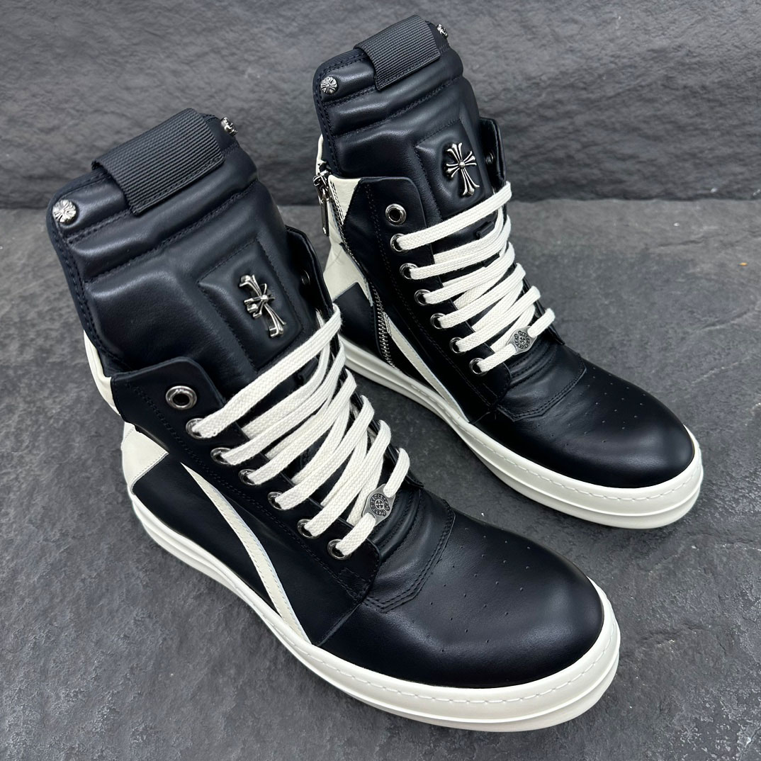 Rick Owens Chrome Hearts x Rick Owens Geobasket High 'Black' - DesignerGu