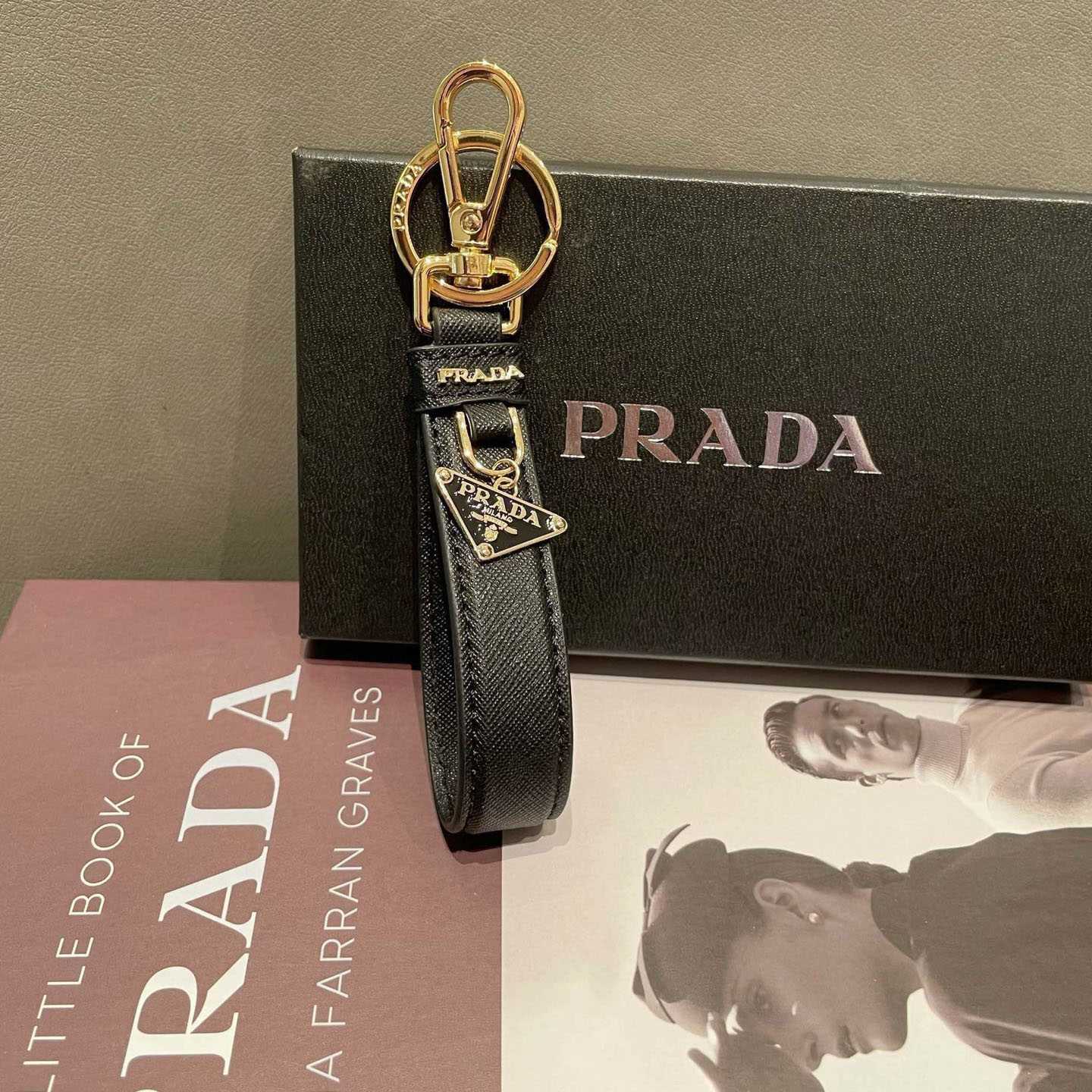 Prada Saffiano Leather Keychain - DesignerGu