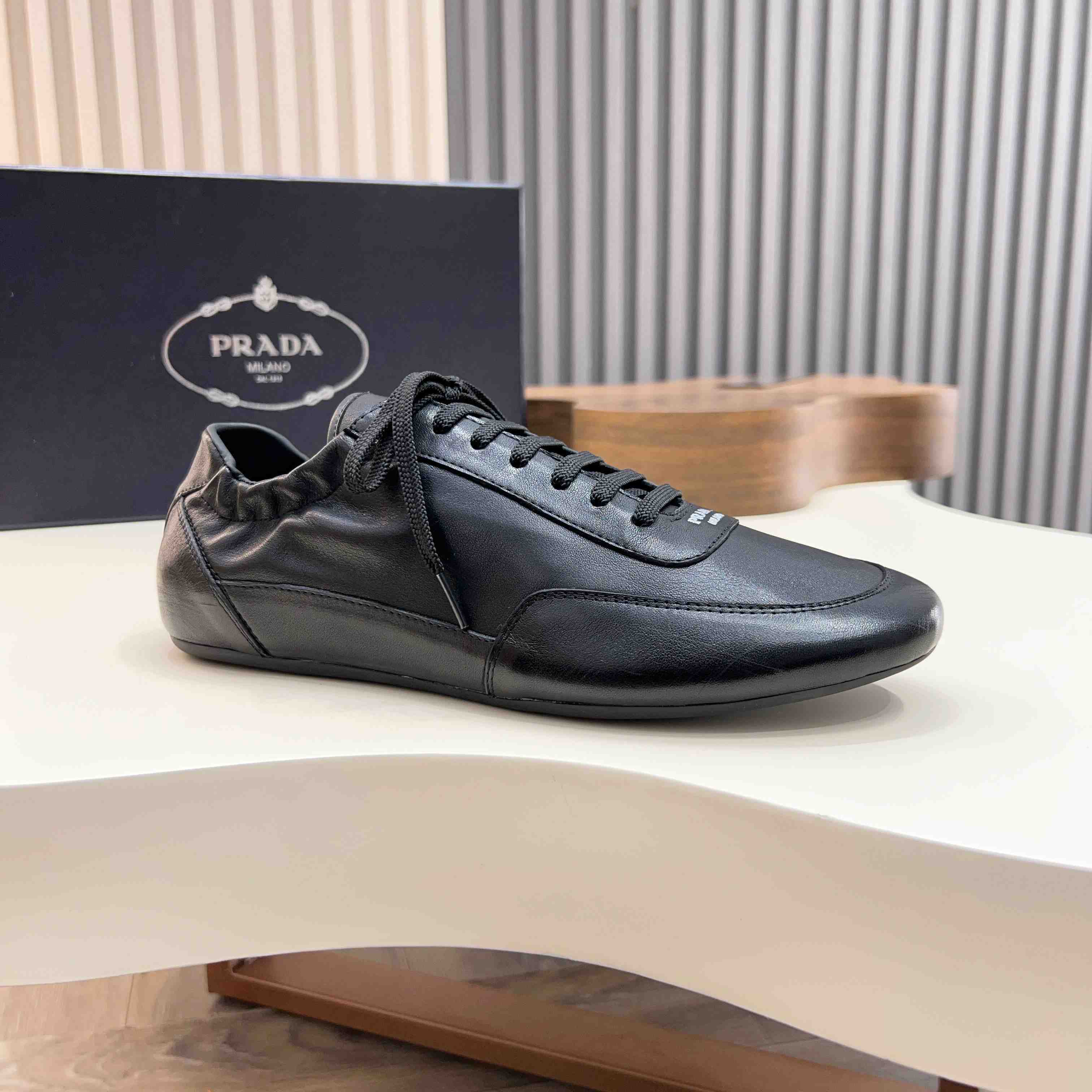Prada Collapse Leather Sneakers - DesignerGu