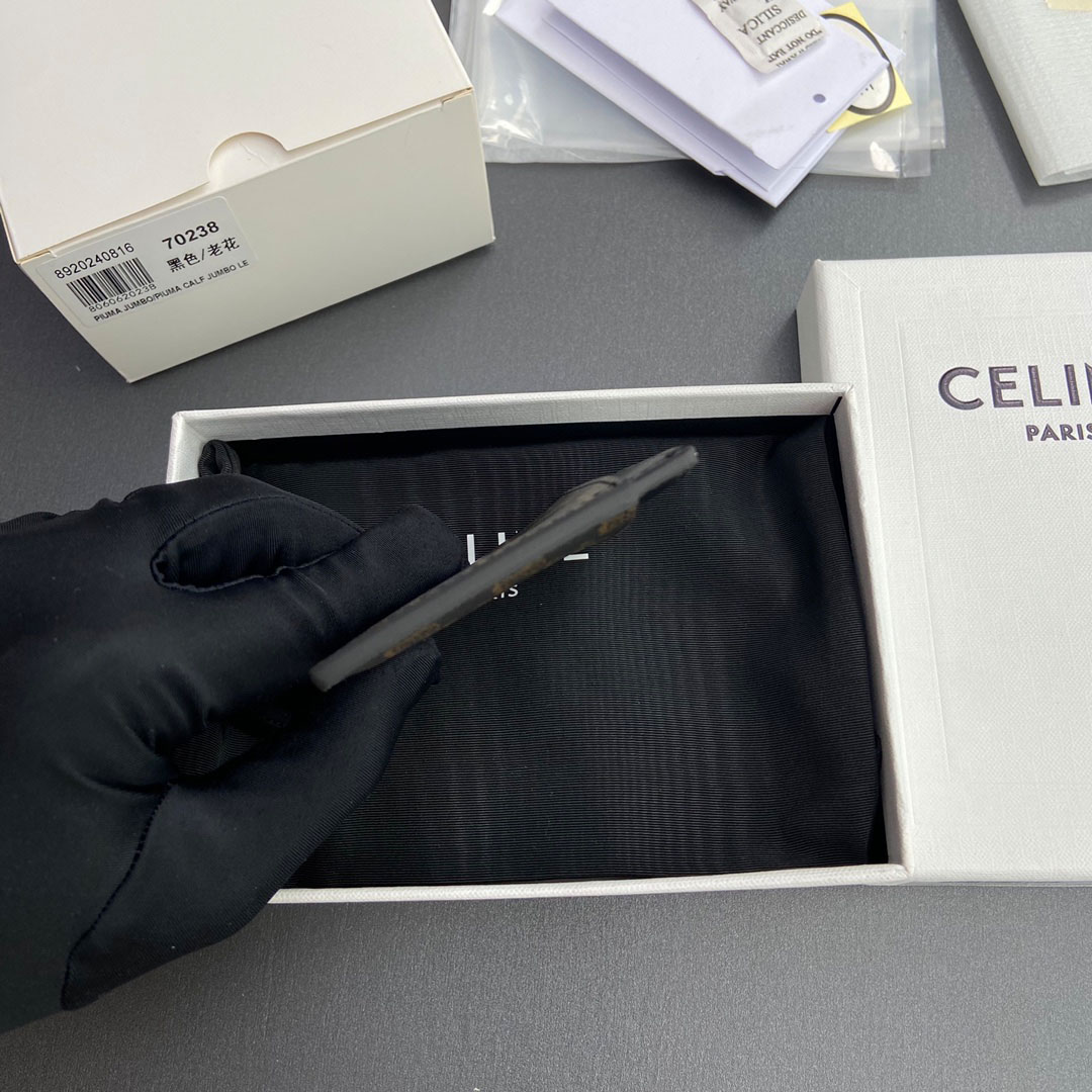 Celine Plain Card Holder IN Triomphe Canvas And Calfskin - DesignerGu