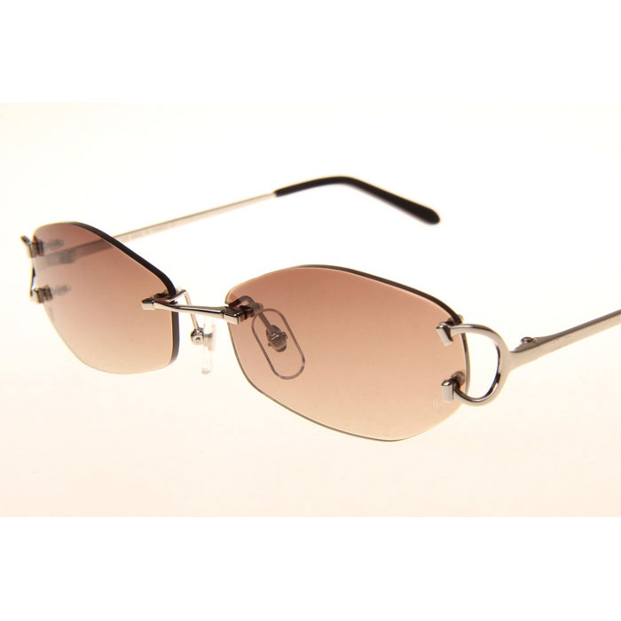 Cartier CT 4193831 Sunglasses In Silver Gradient Brown - DesignerGu