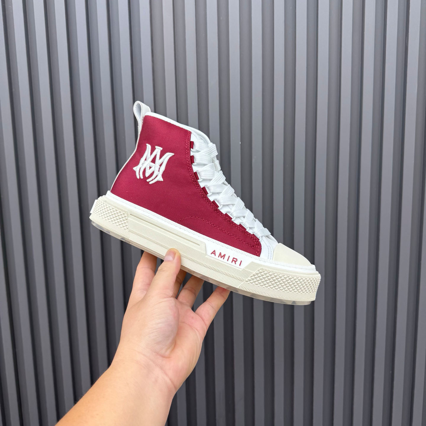 Amiri Burgundy Court Hi Sneakers - DesignerGu