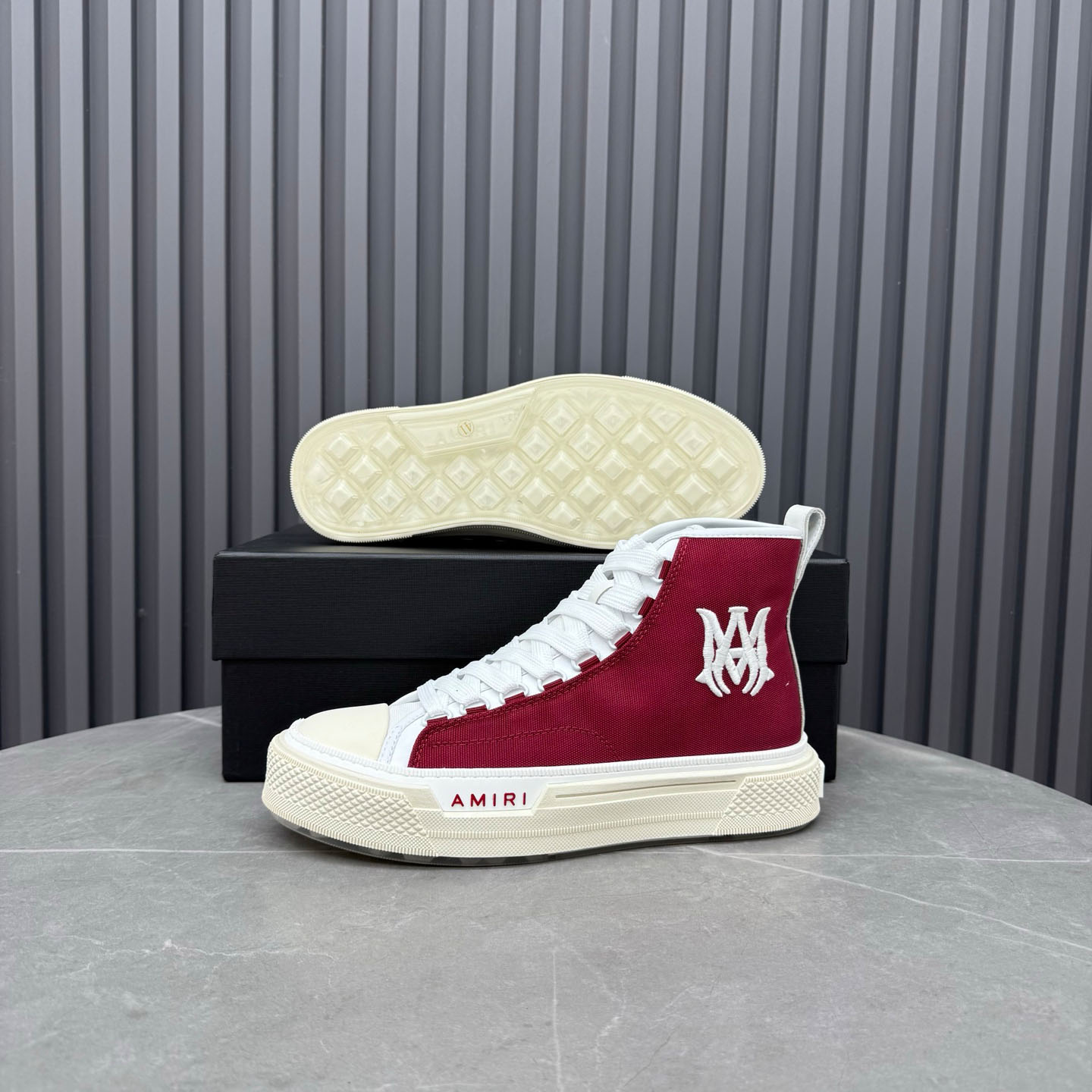 Amiri Burgundy Court Hi Sneakers - DesignerGu