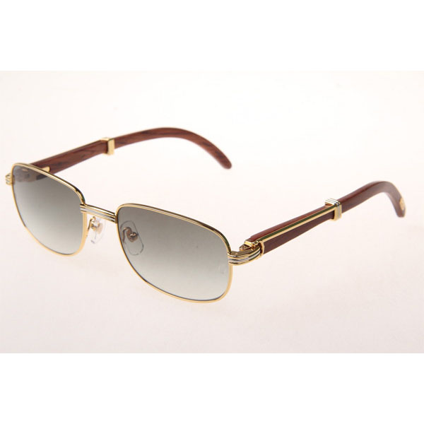 Cartier CT 7381148 Wood Sunglasses In Gold Grey - DesignerGu
