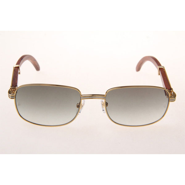 Cartier CT 7381148 Wood Sunglasses In Gold Grey - DesignerGu