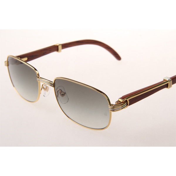 Cartier CT 7381148 Wood Sunglasses In Gold Grey - DesignerGu