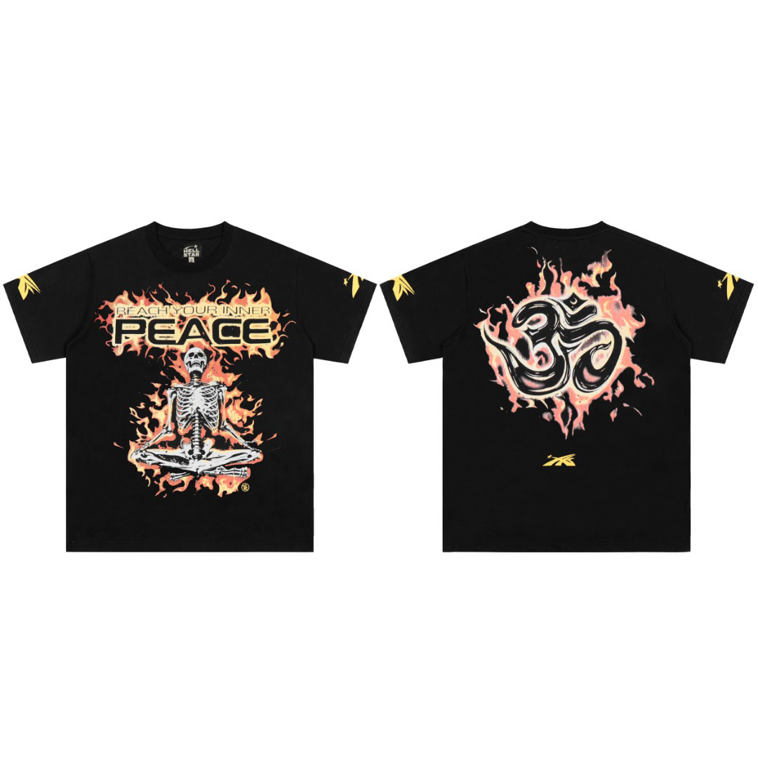 Hellstar Inner Peace Fire Tee 'Black' - DesignerGu