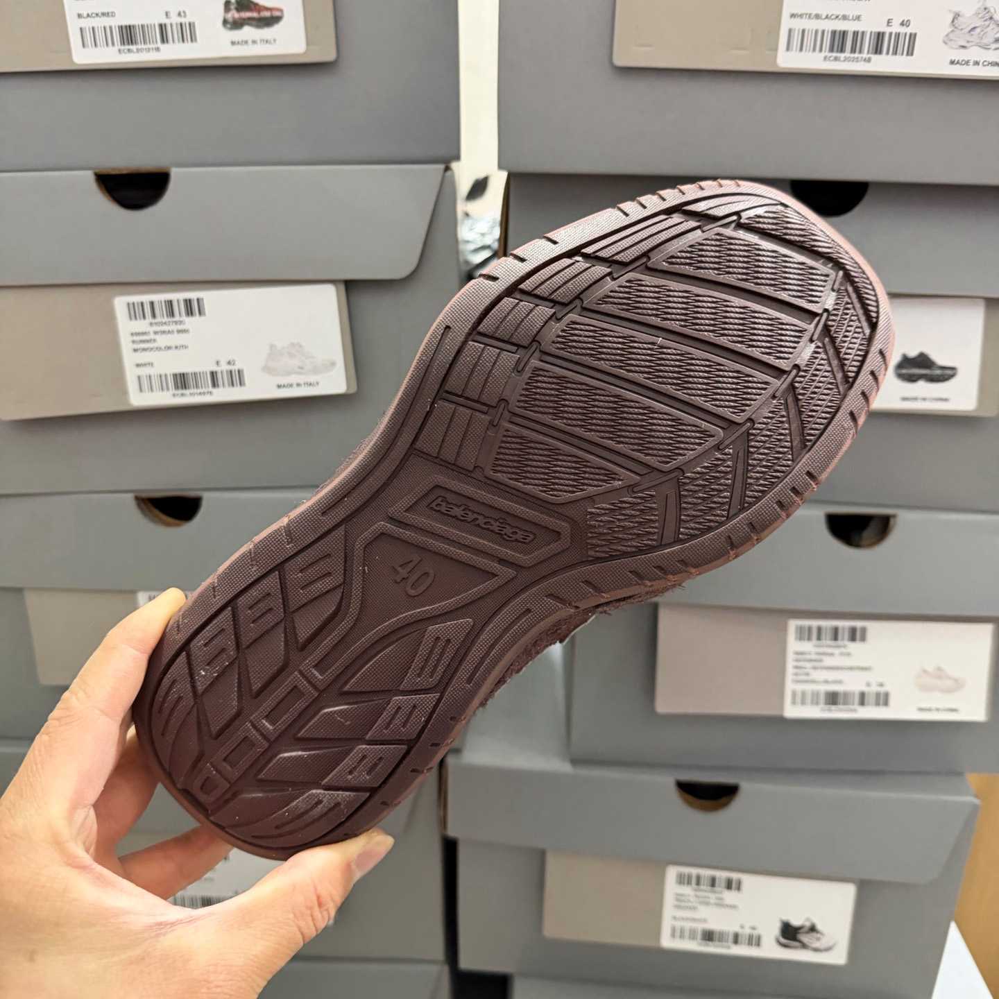 Balenciaga Hamptons Sneaker In Dark Brown And Beige Brushed Suede Cowskin - DesignerGu