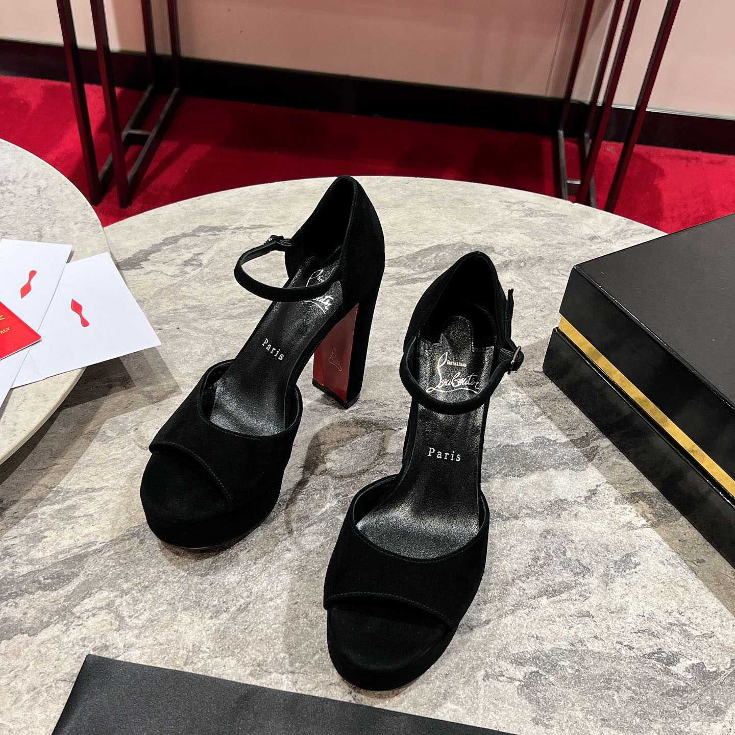 Christian Louboutin Sandaloo 130 mm Sandals  Veau Velours - Black - DesignerGu