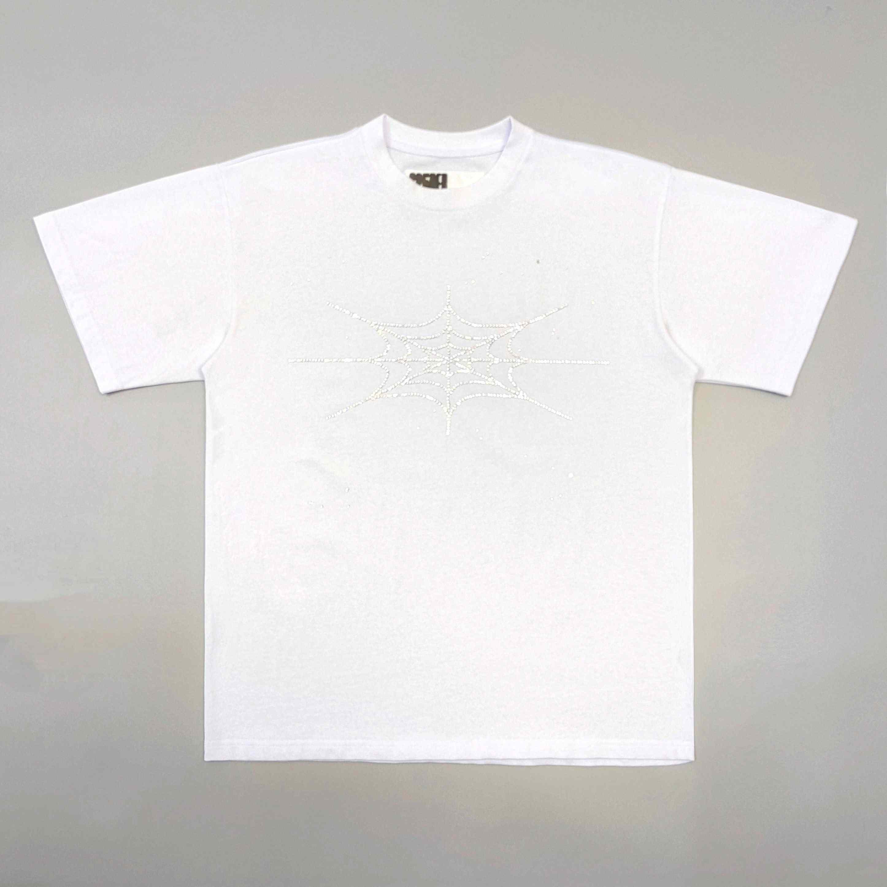 Sp5der Rhinestone Silk Tee 'White' - DesignerGu