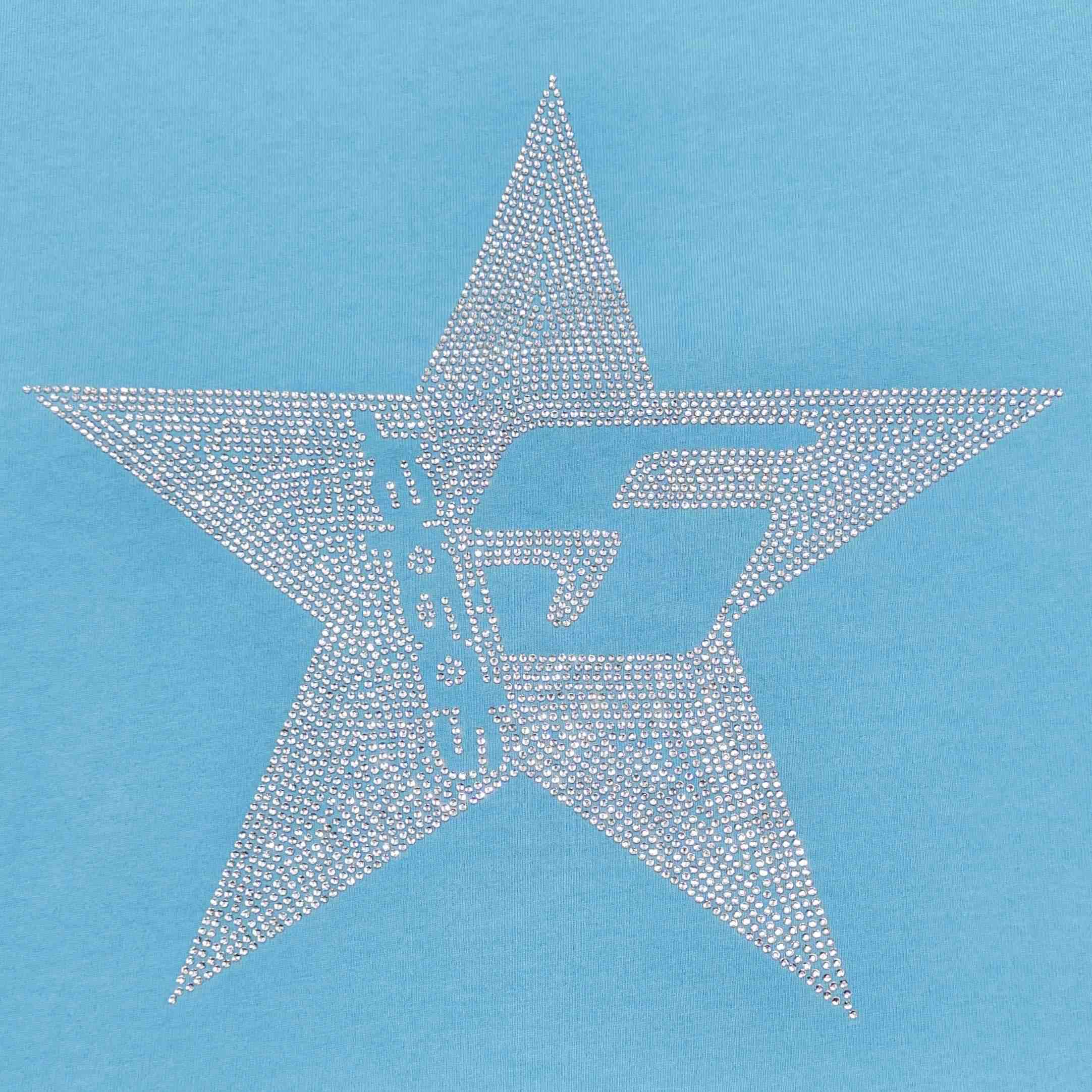 Sp5der Big 5 Star Rhinestone Tee 'Light Blue' - DesignerGu
