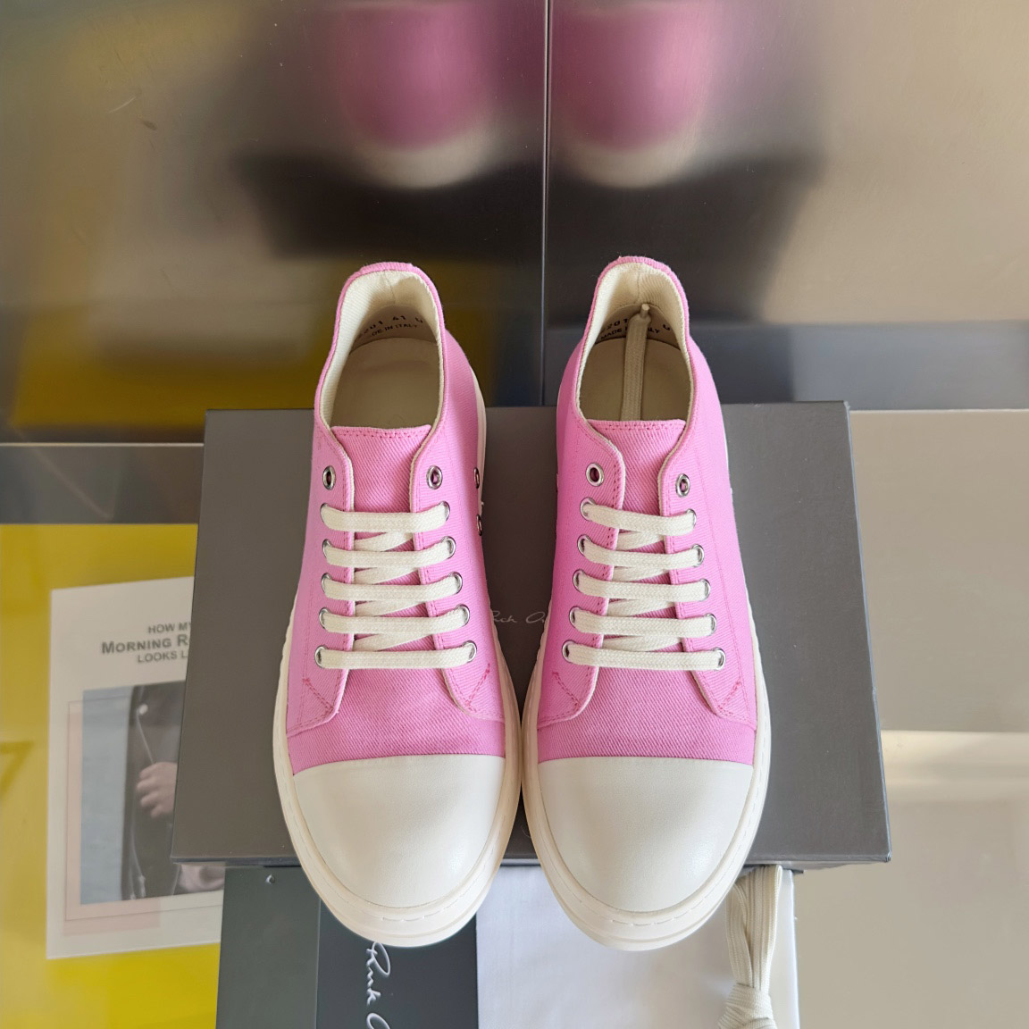 Rick Owens Drkshdw Pink Low Sneakers - DesignerGu