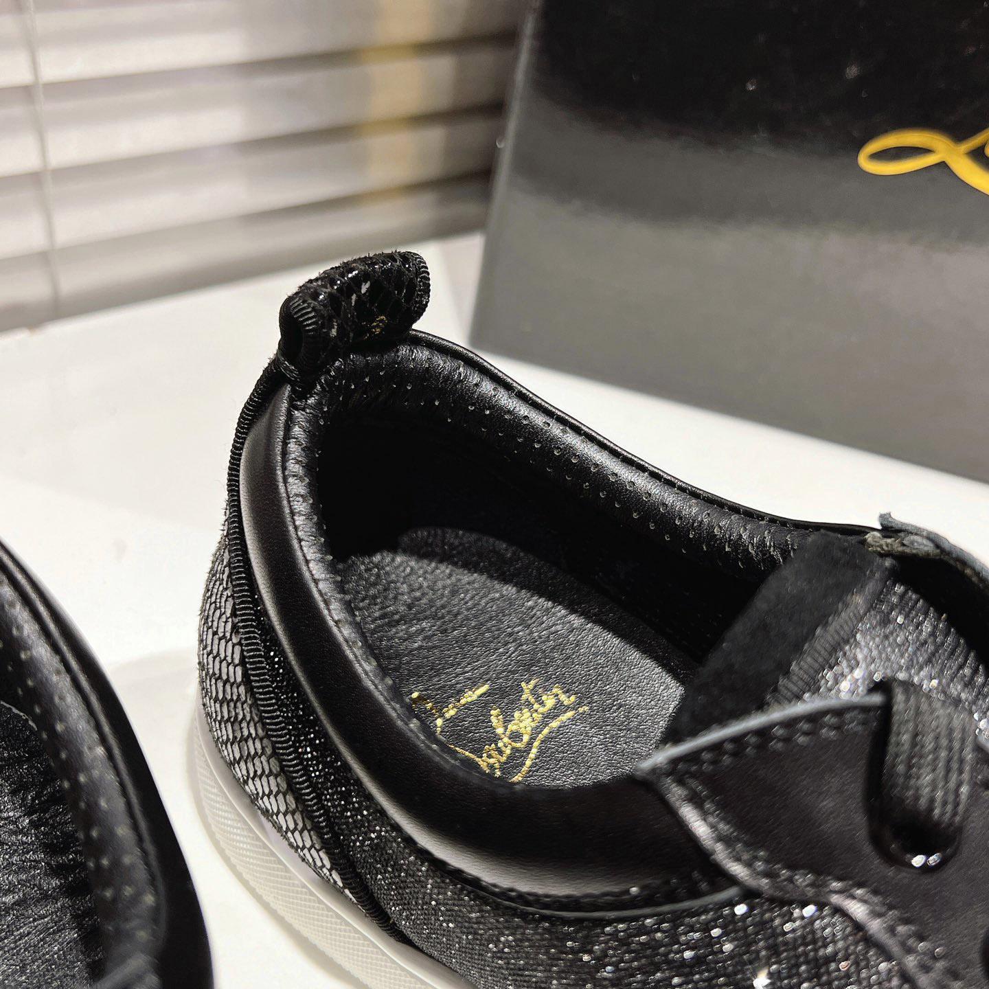 Christian Louboutin Rantulow Canvas, Snake-Effect Leather And Suede Sneakers - DesignerGu
