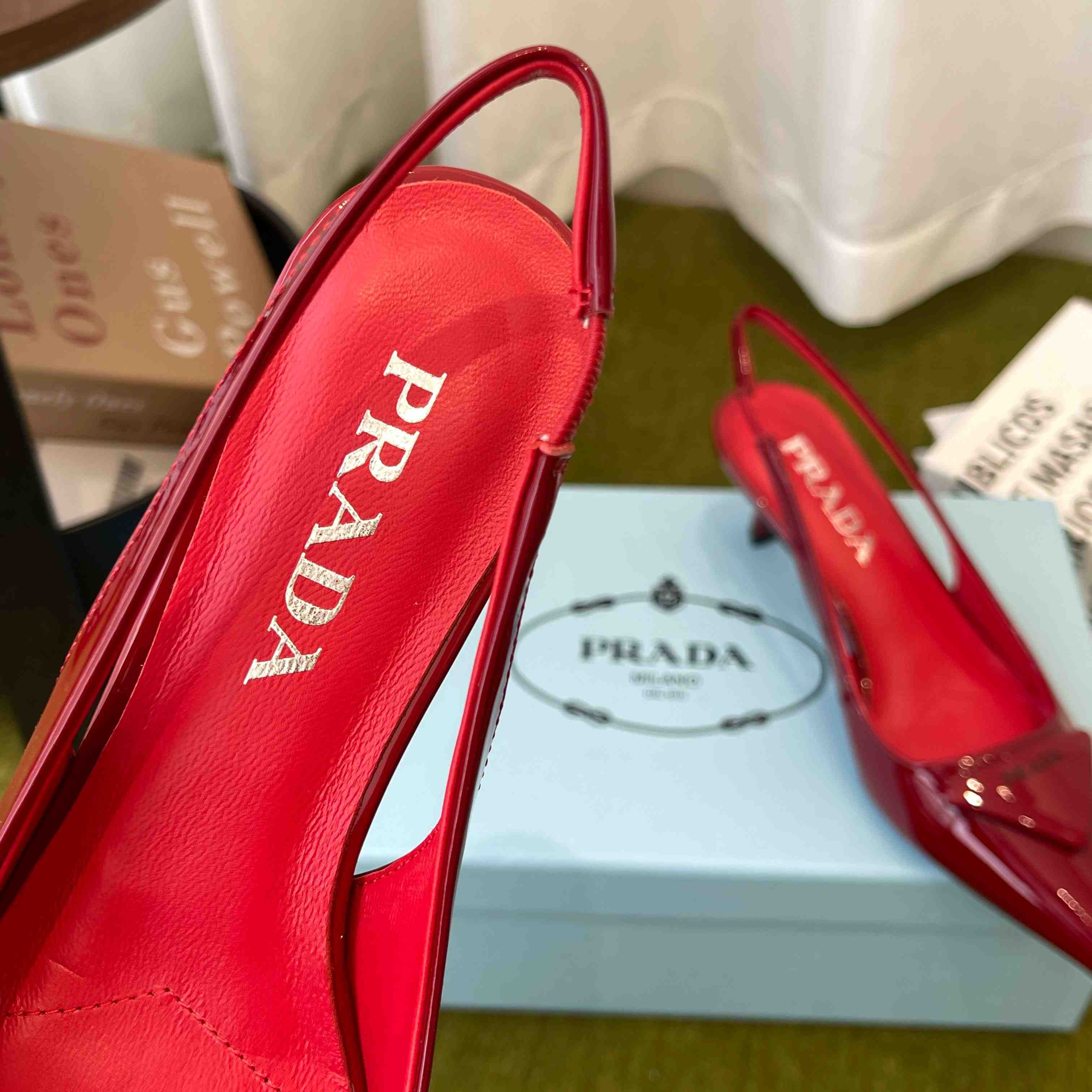 Prada Patent Leather Slingback Pumps - DesignerGu