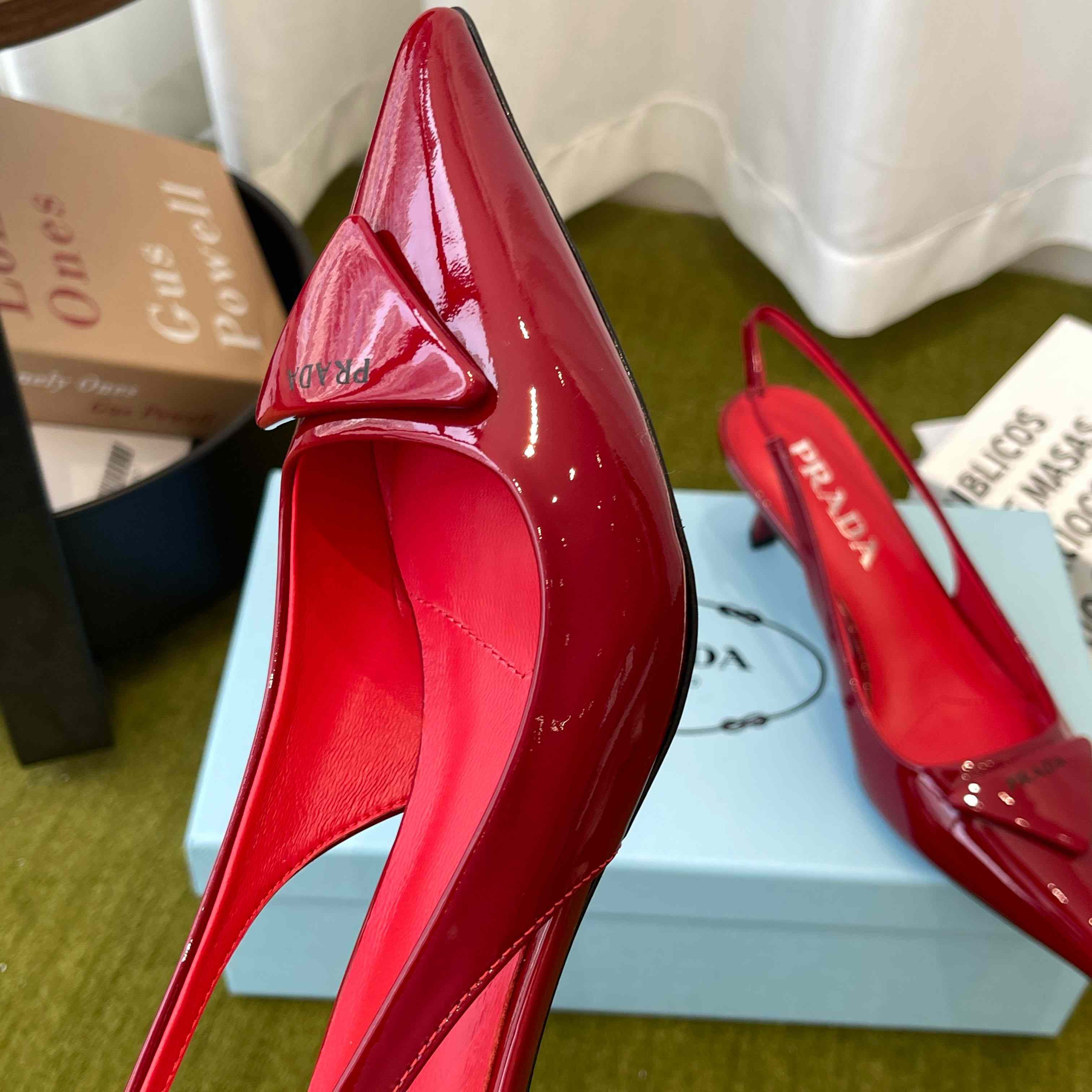 Prada Patent Leather Slingback Pumps - DesignerGu