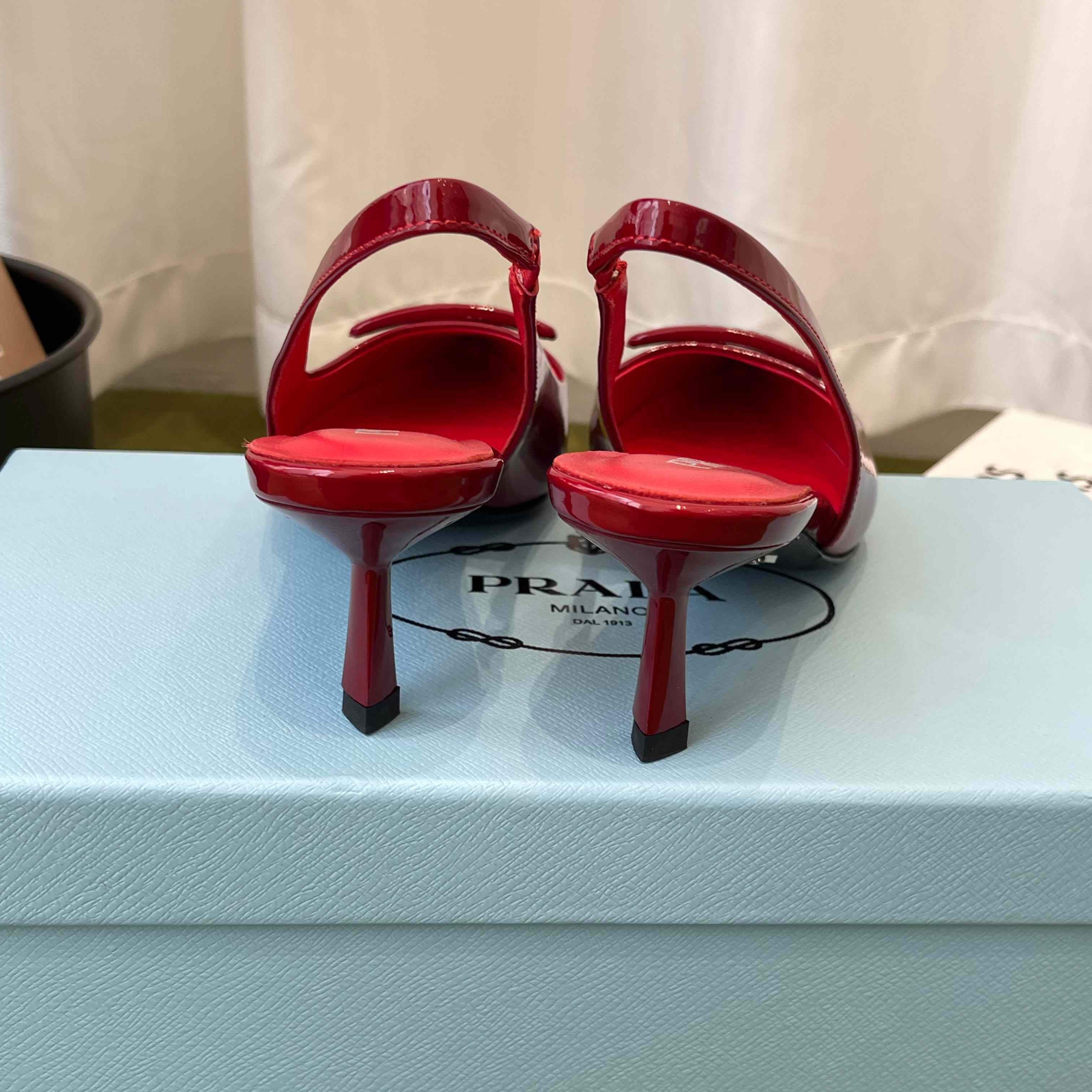 Prada Patent Leather Slingback Pumps - DesignerGu