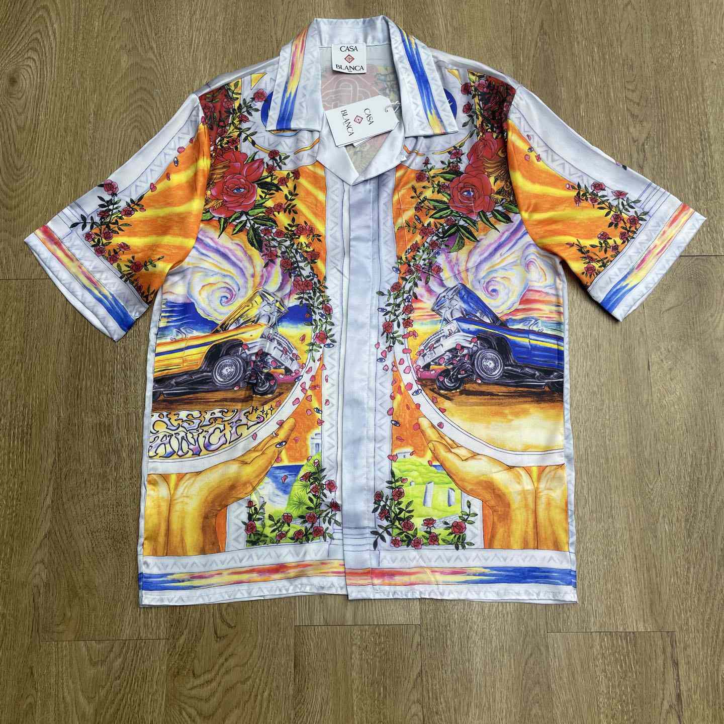 Casablanca La Tornade De Rose Short Sleeve Silk Shirt CA3542 - DesignerGu