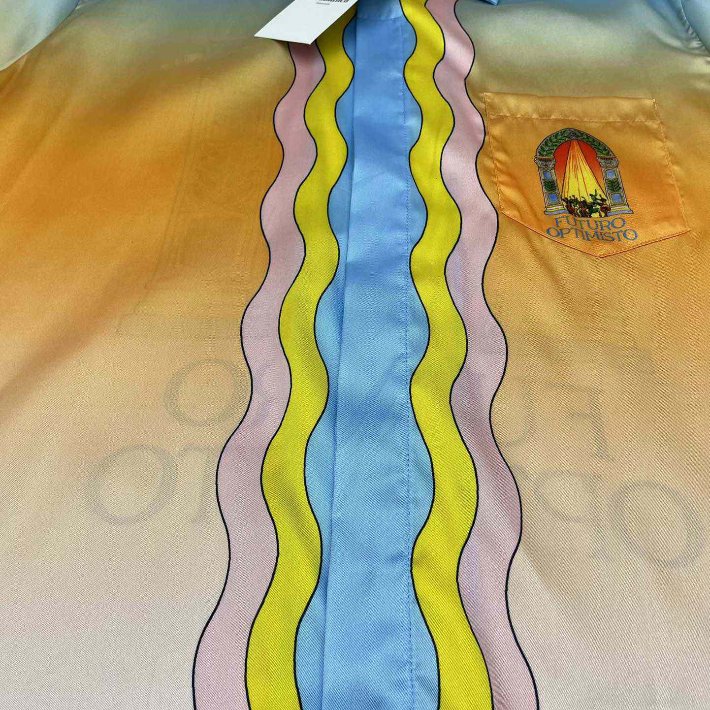 Casablanca Cuban Collar Short-Sleeve Shirt 'White/Yellow' CA3308 - DesignerGu