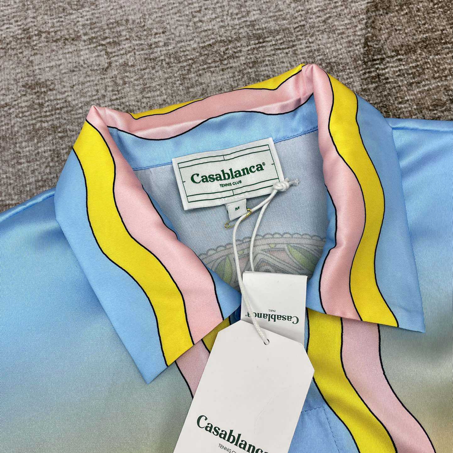 Casablanca Cuban Collar Short-Sleeve Shirt 'White/Yellow' CA3308 - DesignerGu