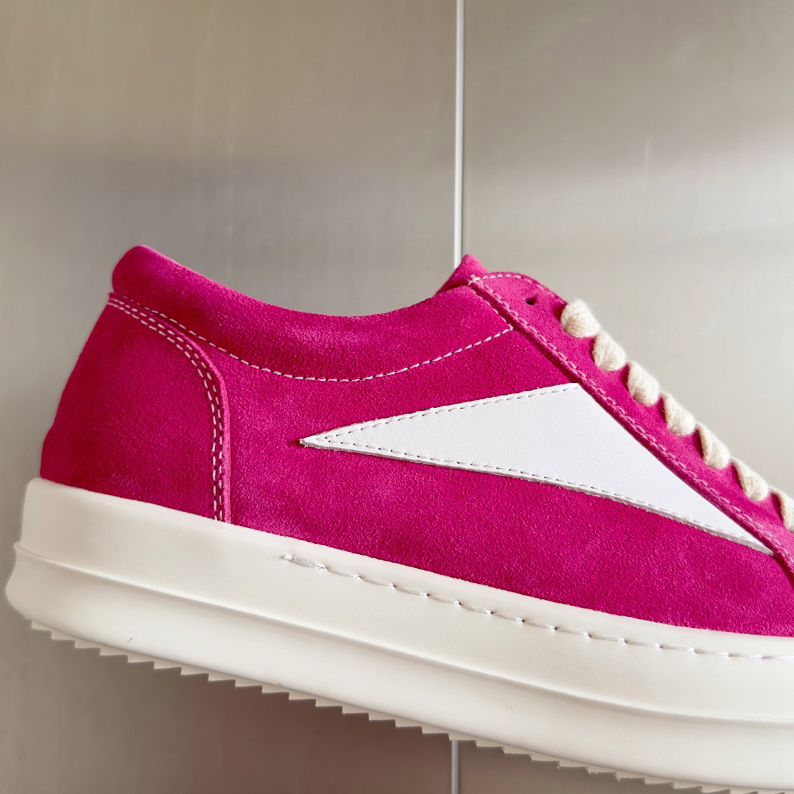 Rick Owens Wmns EDFU Suede Leather Vintage Low 'Hot Pink' - DesignerGu
