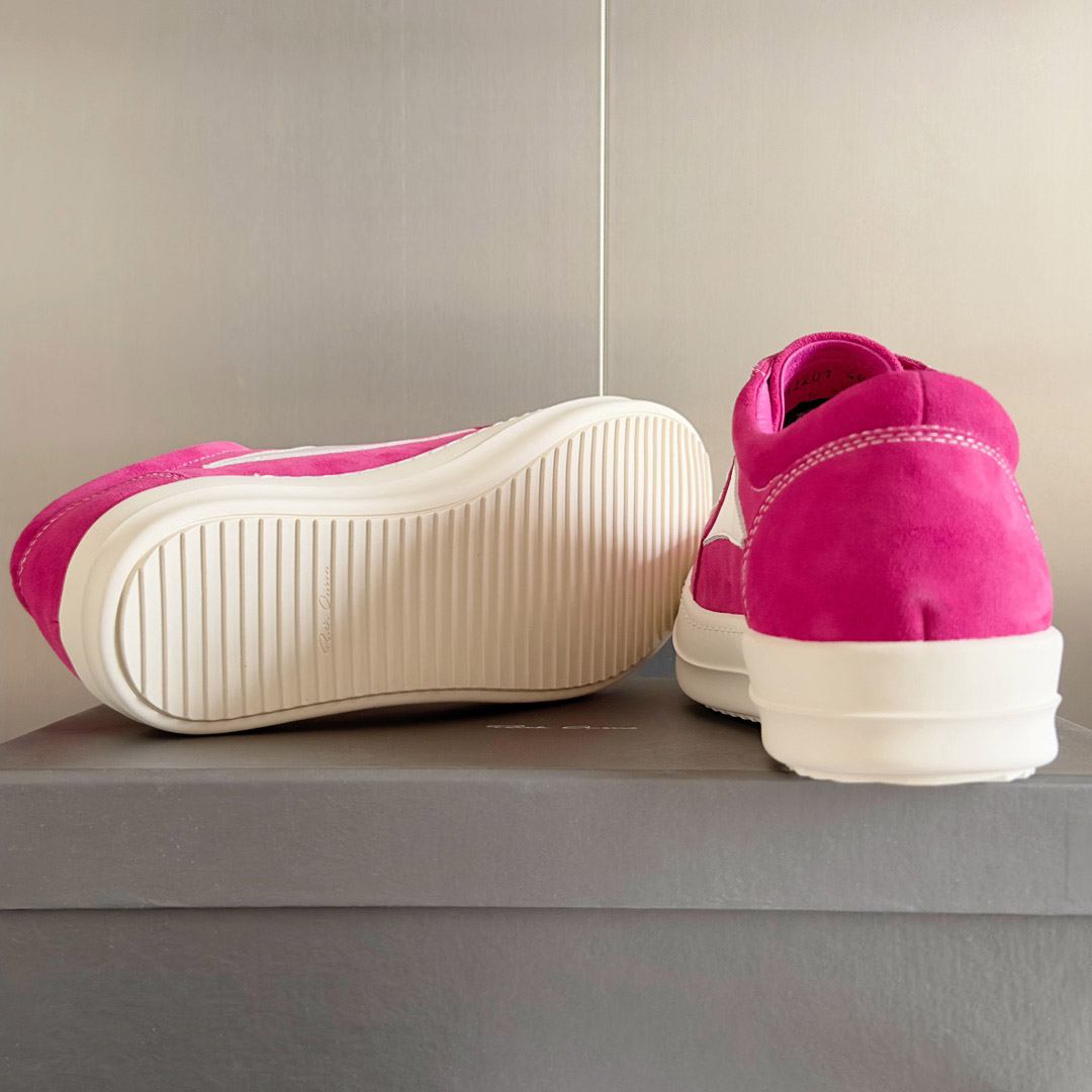 Rick Owens Wmns EDFU Suede Leather Vintage Low 'Hot Pink' - DesignerGu