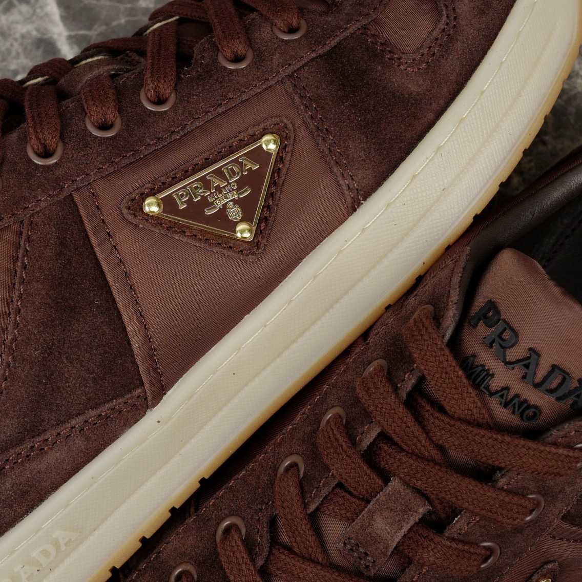 Prada Downtown Re-Nylon And Suede Sneakers（upon uk size） - DesignerGu