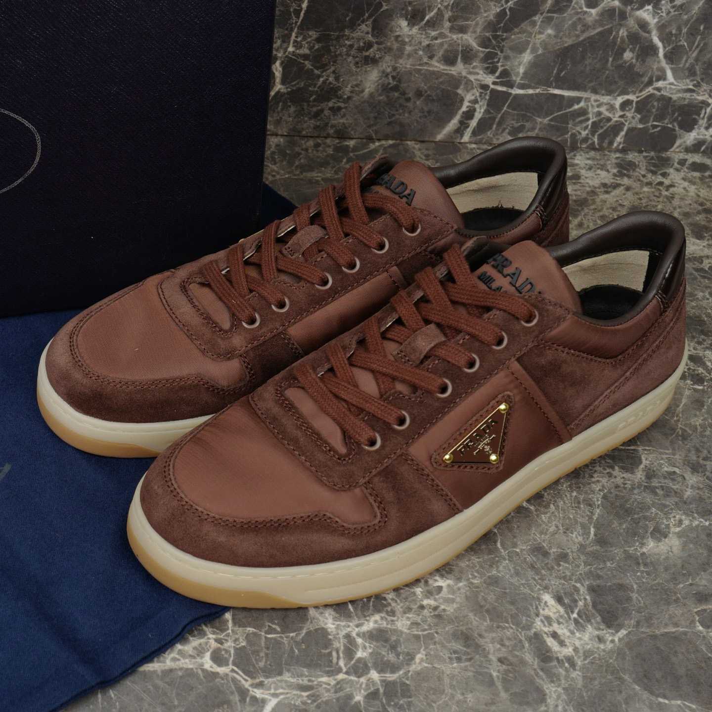 Prada Downtown Re-Nylon And Suede Sneakers（upon uk size） - DesignerGu