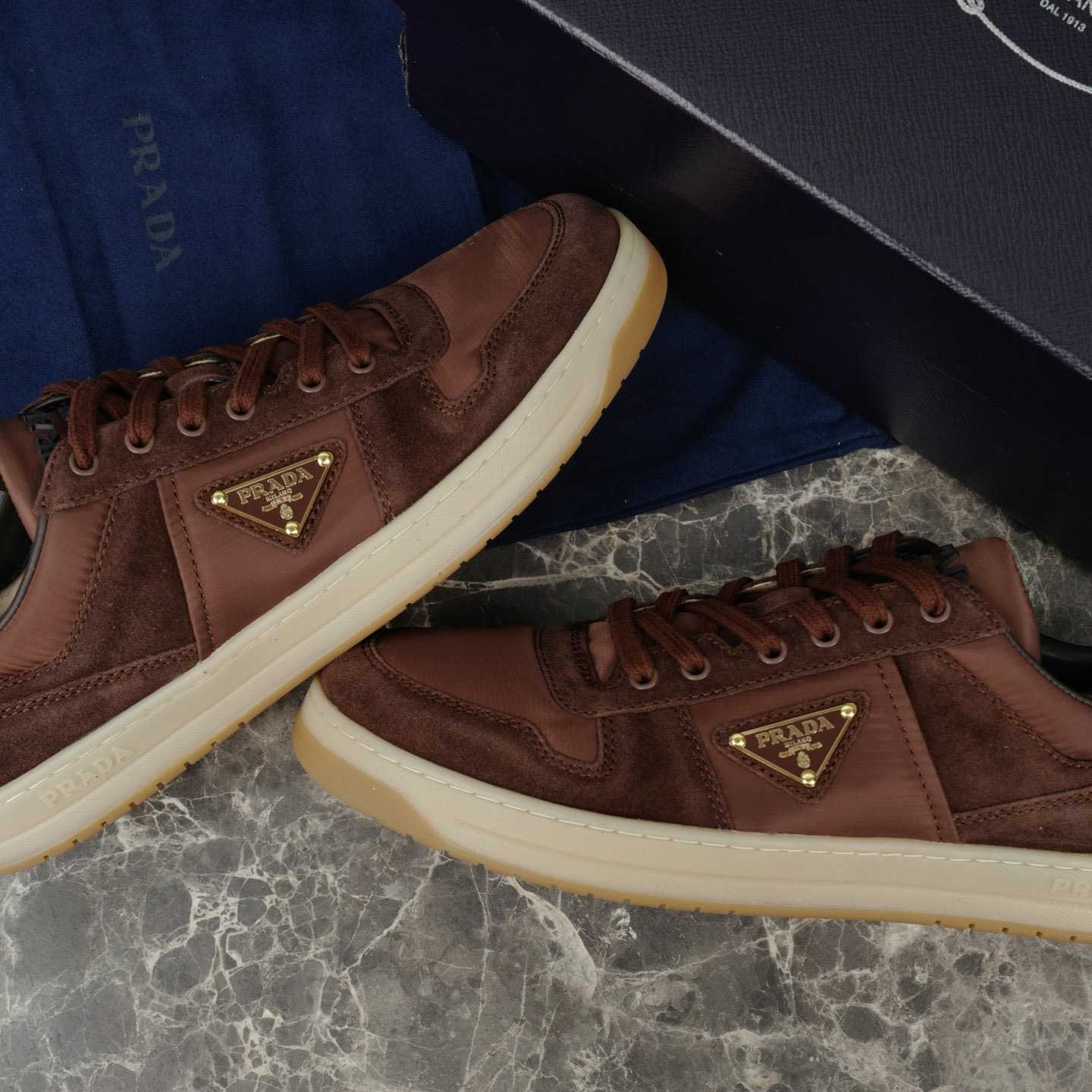 Prada Downtown Re-Nylon And Suede Sneakers（upon uk size） - DesignerGu