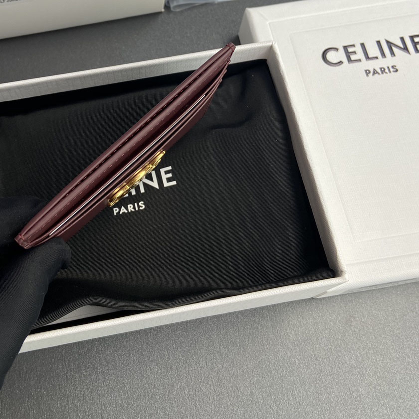 Celine Card Holder Triomphe In Shiny Calfskin  - DesignerGu