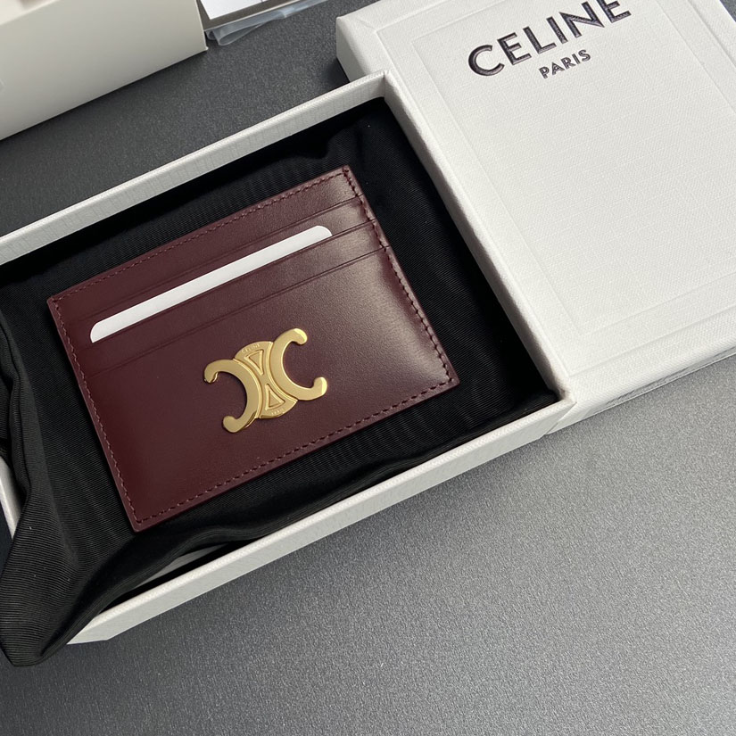 Celine Card Holder Triomphe In Shiny Calfskin  - DesignerGu