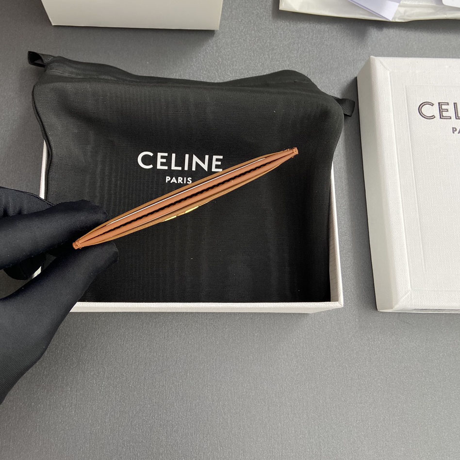 Celine Card Holder Triomphe In Shiny Calfskin  - DesignerGu